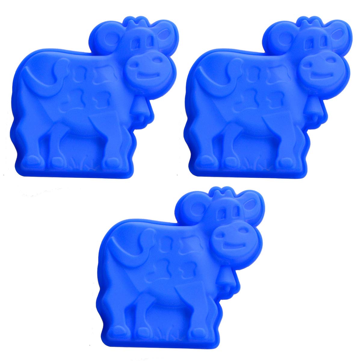 3Pcs Mini Cow Cake Molds, Dairy Cattle Silicone Cake Pan Baking Mold Muffin Cups Brownie Bakeware Large Soap Mold (Random Color)