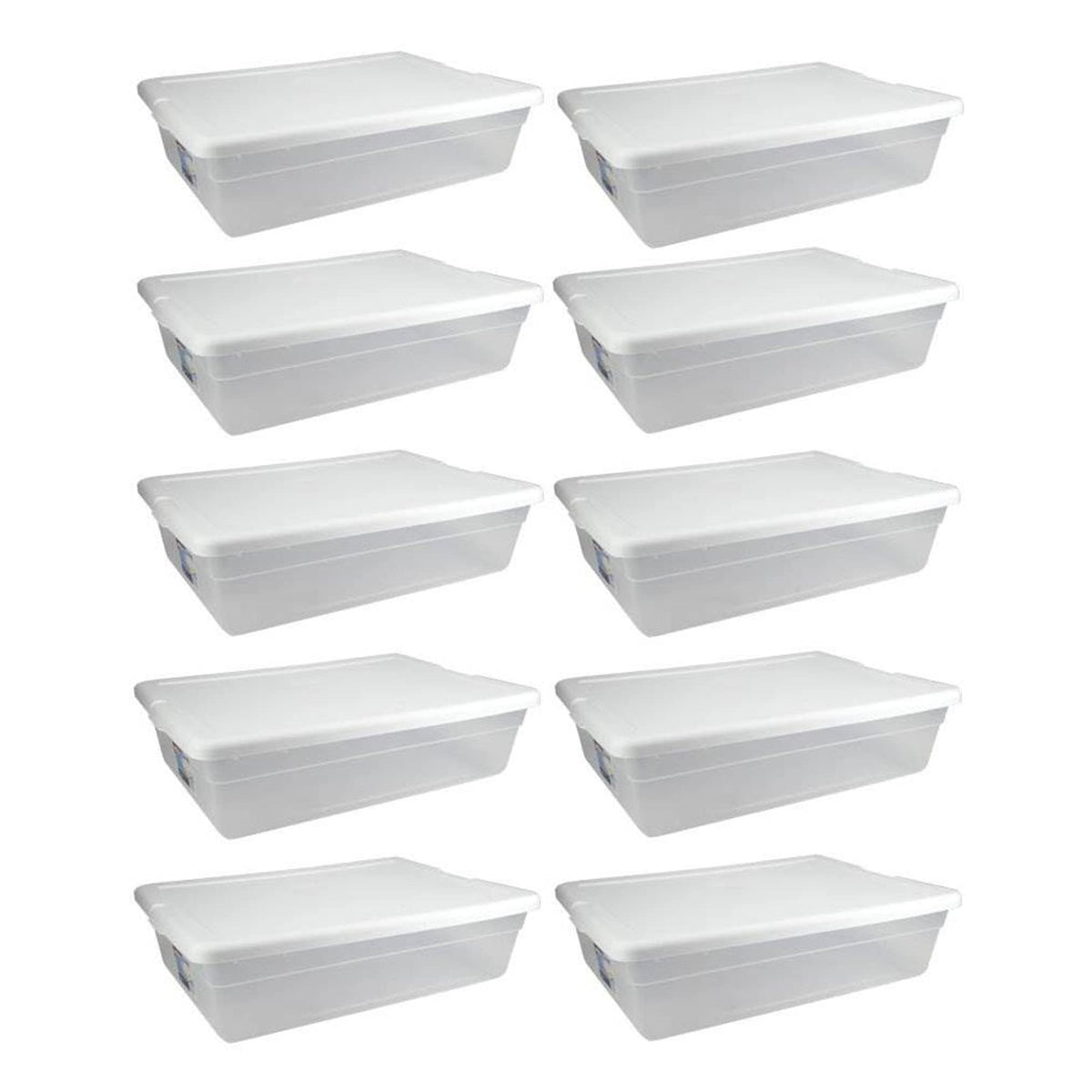 Sterilite 28 Quart Storage Box With Lid, Clear Plastic Container For Organizing And Storing Items Underbed In Bedroom, Stackable