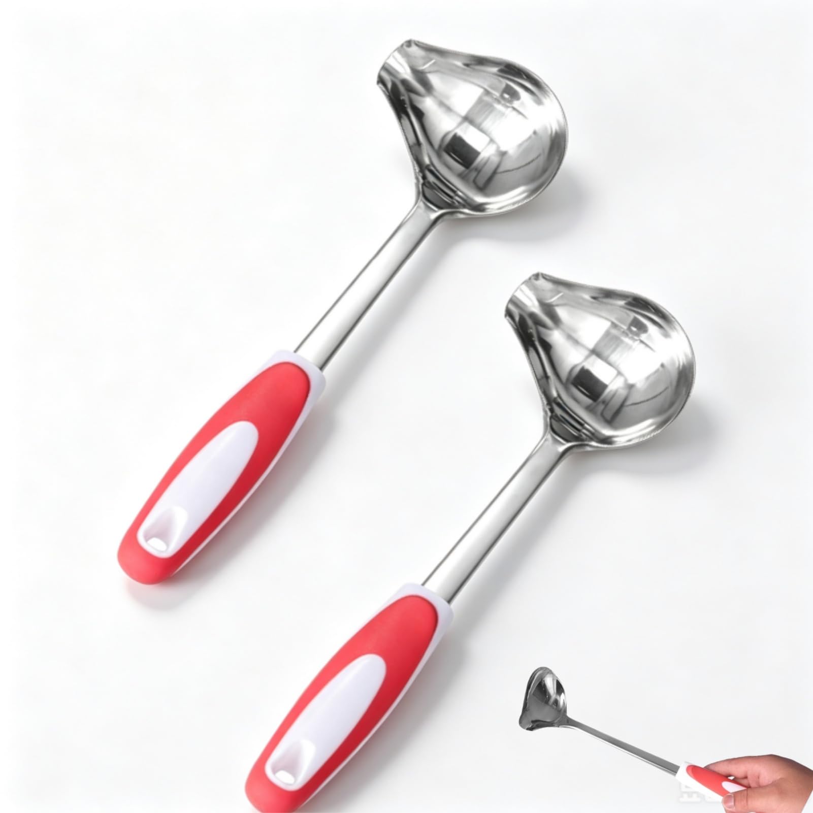 Stainless Steel Ladles Spoon, Soup Ladle, Stainless Steel Canning Ladle with Pour Spout Kitchen Soup Spoons for Serving Cooking 