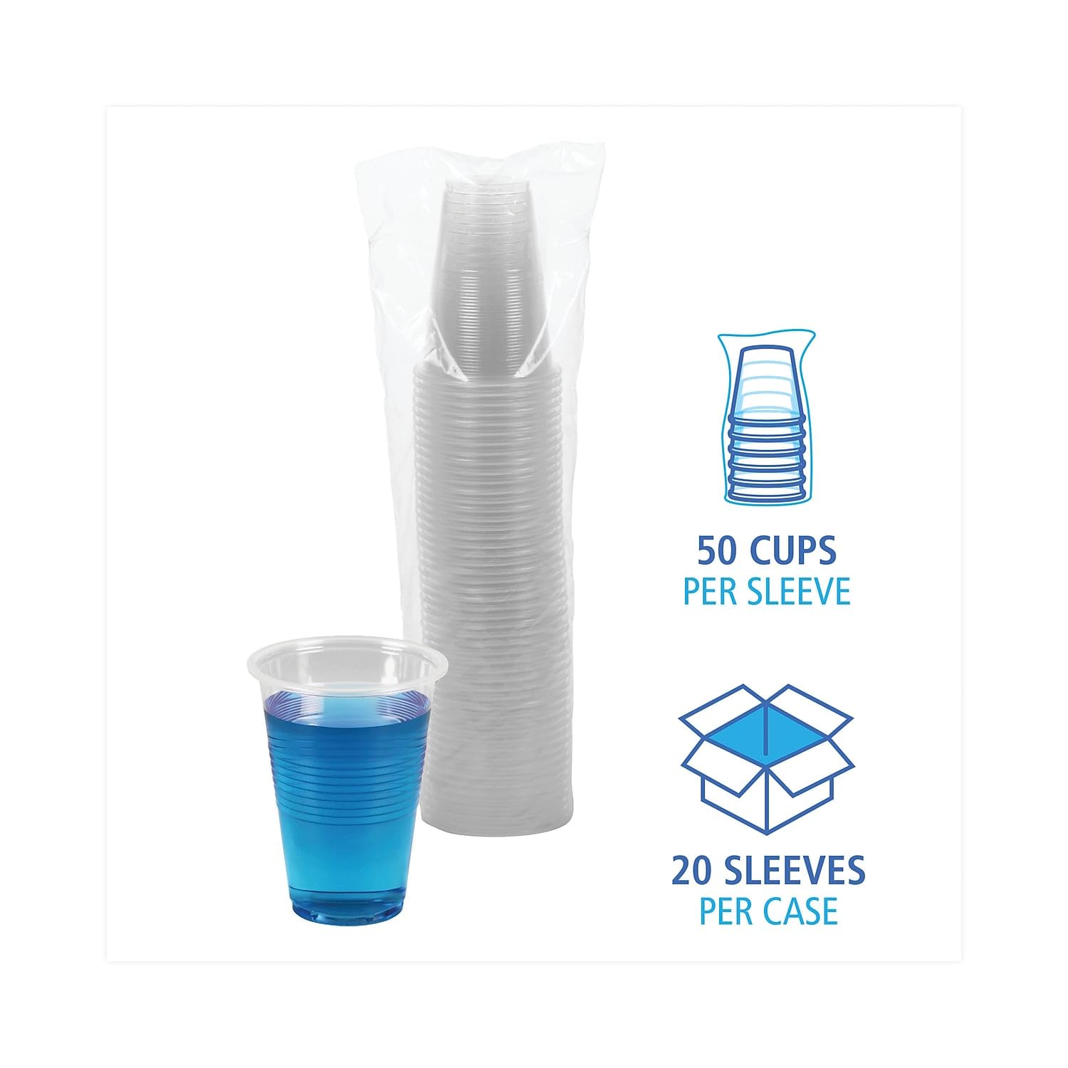Translucent Plastic Cold Cups, 16Oz, 50/Bag, 20 Bags/Carton