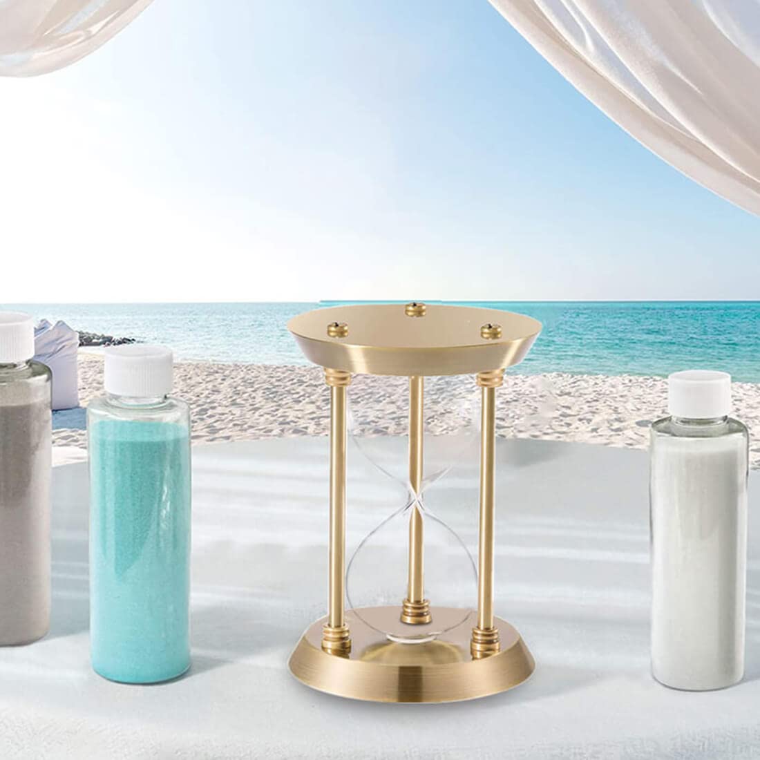 Diy Sand Timer, Brass Empty Hourglass For Wedding Sand Ceremony Fillable, Small Unity Hour Glass Set, Vintage Sand Clock Gold Fr