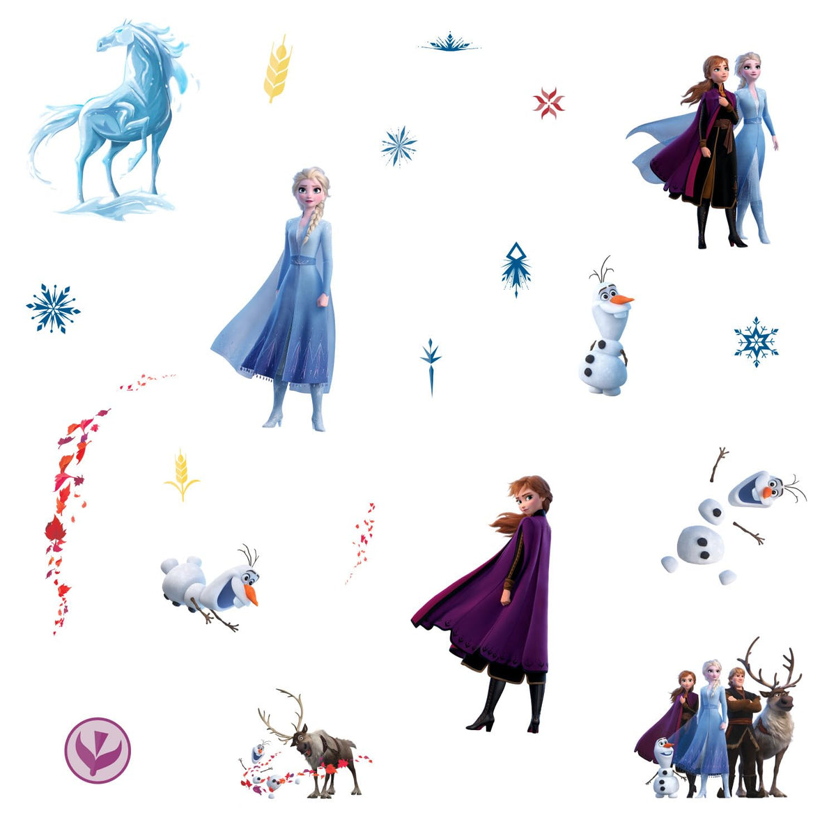 Roommates Rmk4075Scs Frozen Ii Peel And Stick Wall Decals, 1.86'' X 1.87'' X 7.12'' X 12.72 '', Blue. White, Purple