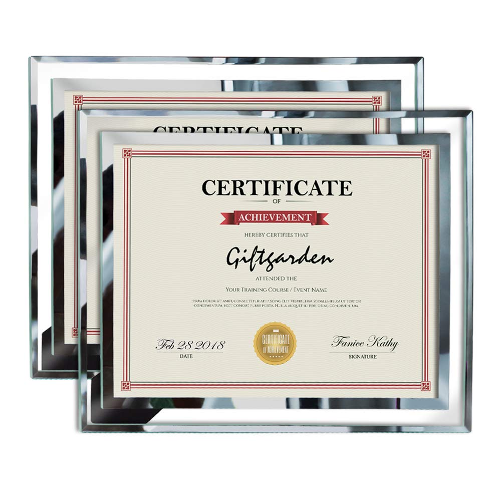 Giftgarden 8.5x11 Glass Frame Set of 2, Clear 8.5 x 11 Picture Frames for Certificate Document Award Tabletop Display