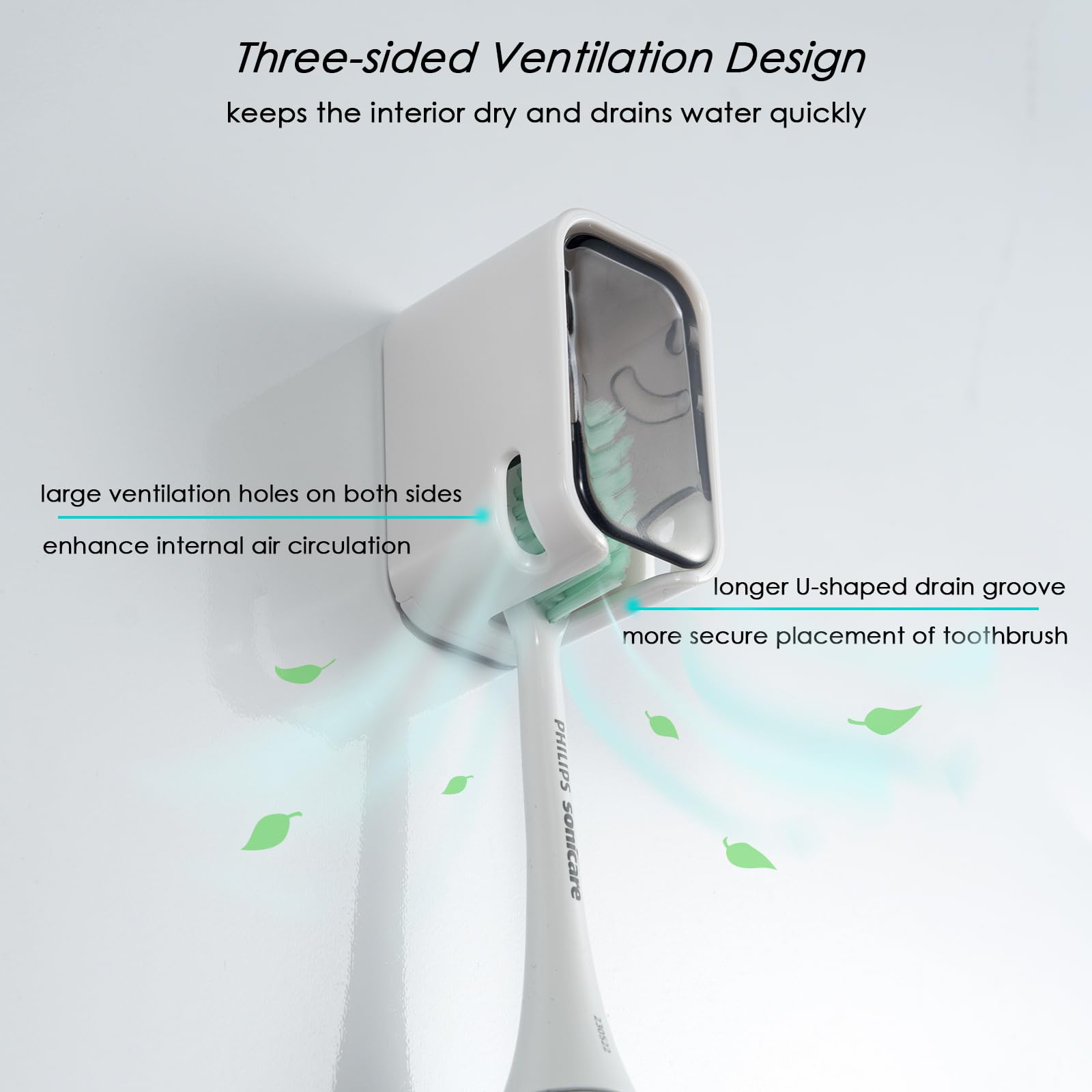 2PCS Toothbrush Holder Wall Mounted for Bathroom with Cover for Shower - with Toothpaste Clip - Single Slot Toothbrush Dispenser