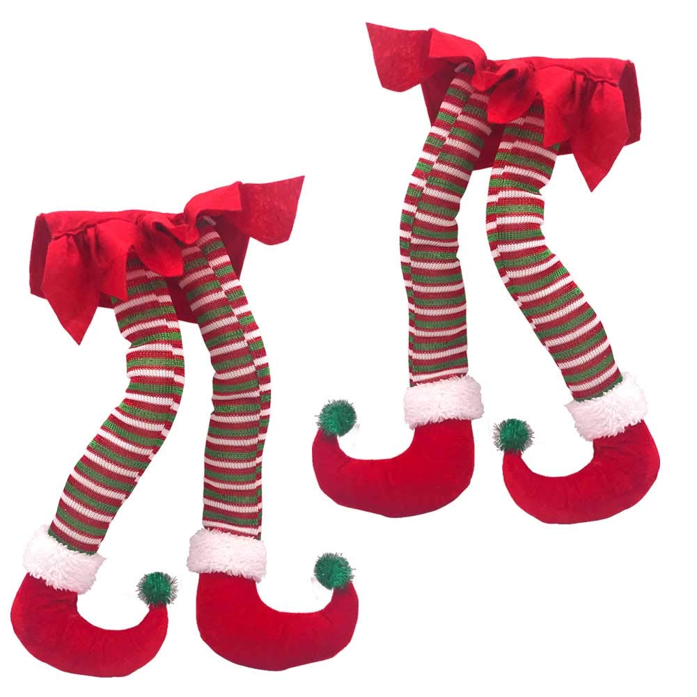 Hooqict 20'' Elf Legs for Christmas Decorations 2Pack Cotton Christmas Elf Stuffed Legs for Christmas Tree Holiday Wreaths Car D