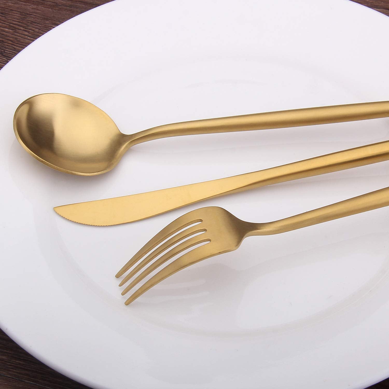 Matte Gold Silverware Set, Bysta 20-Piece Stainless Steel Flatware Set Cutlery Set Service For 4, Satin Finish, Dishwasher Safe,