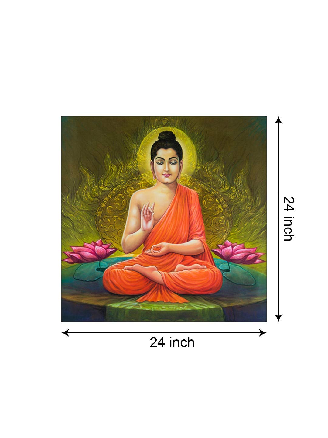 999Store Wooden Stretched Lord Gautam Buddha Budha Wall art with frames canvas painting buddha photo for wall frame bed room liv