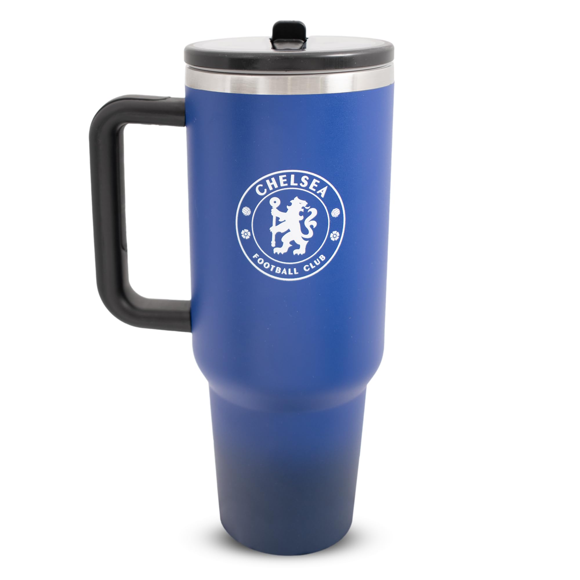 HyPro Officially Licensed Chelsea 40 oz/1.18 L Thermos Flask with Handle  Stainless Steel Drinking Bottle with Straw, Portable