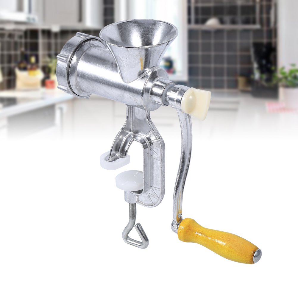 FOLOSAFENAR Aluminium Alloy Manual Meat Grinder - Hand Operated, Silver, Easy Installation for Kitchen, Restaurant, Hotel, Butcher