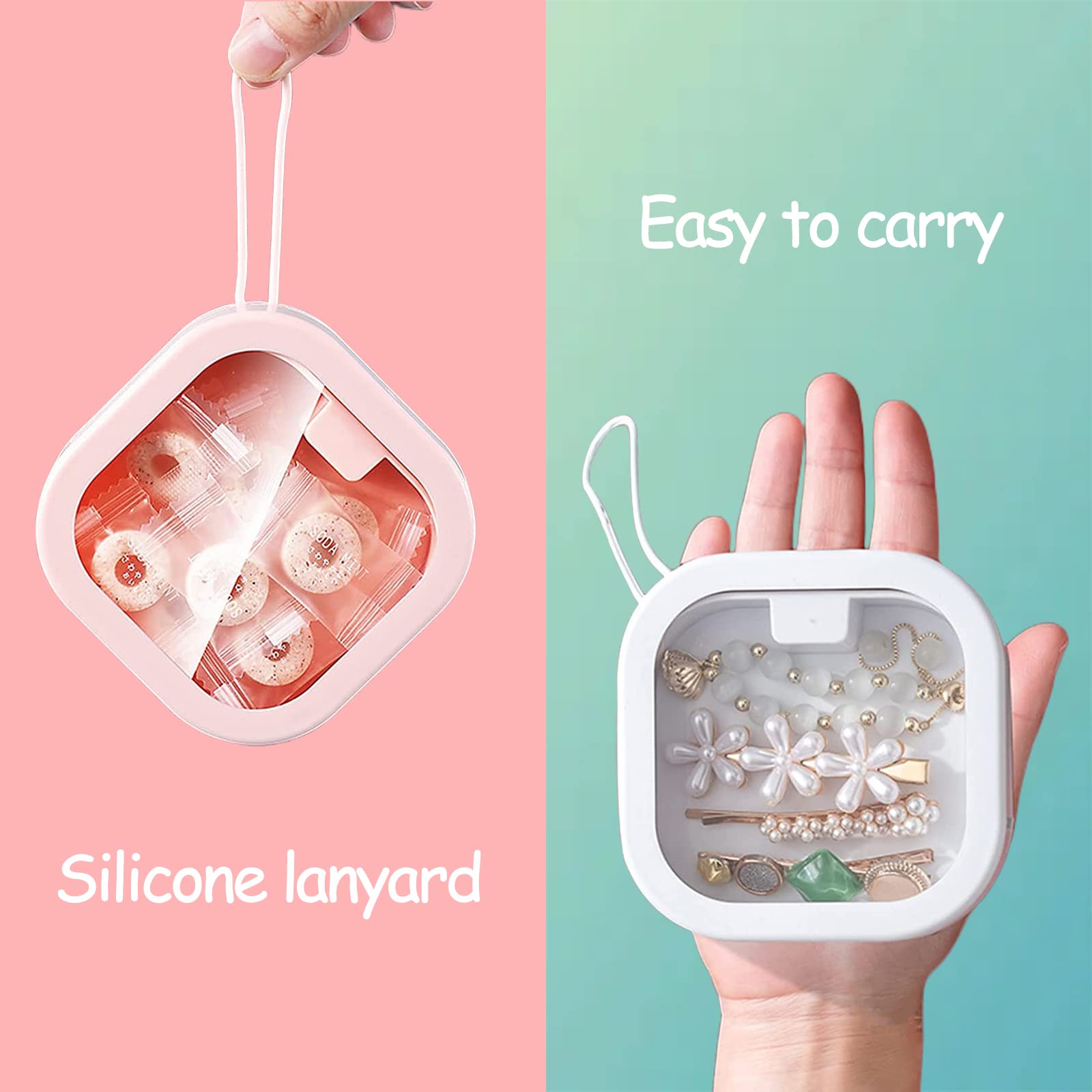 Nvhaly 4 Pcs Hair Tie Organizer, Portable Hair Tie Containers Storage Box Small Stackable Hair Ties Qtip Travel Holder Cotton Sw
