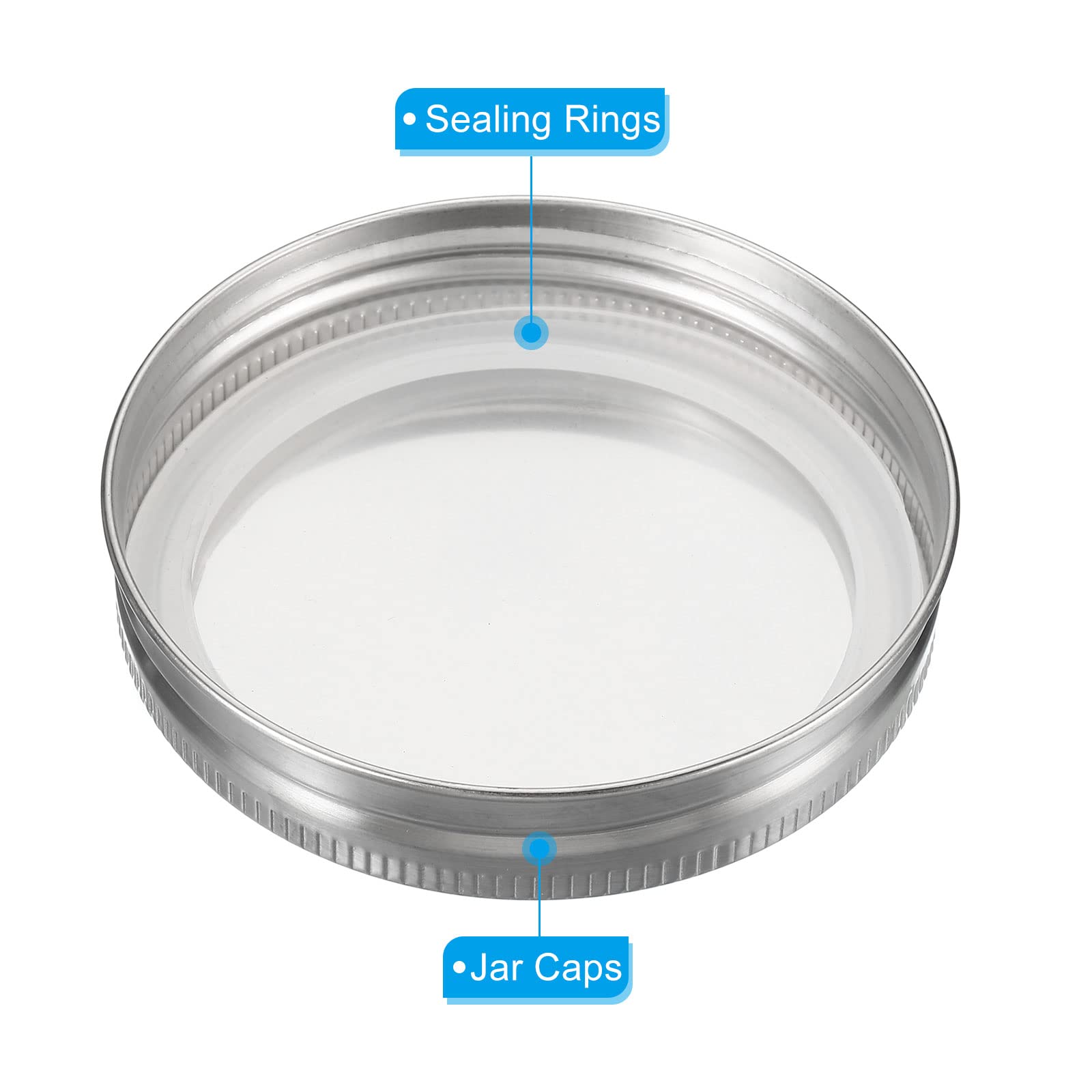 Patikil 86Mm Wide Mouth Stainless Steel Mason Jar Lids, 1Set/3 Pack Canning Jars Caps With Silicone Sealing Ring For Kitchen Sto