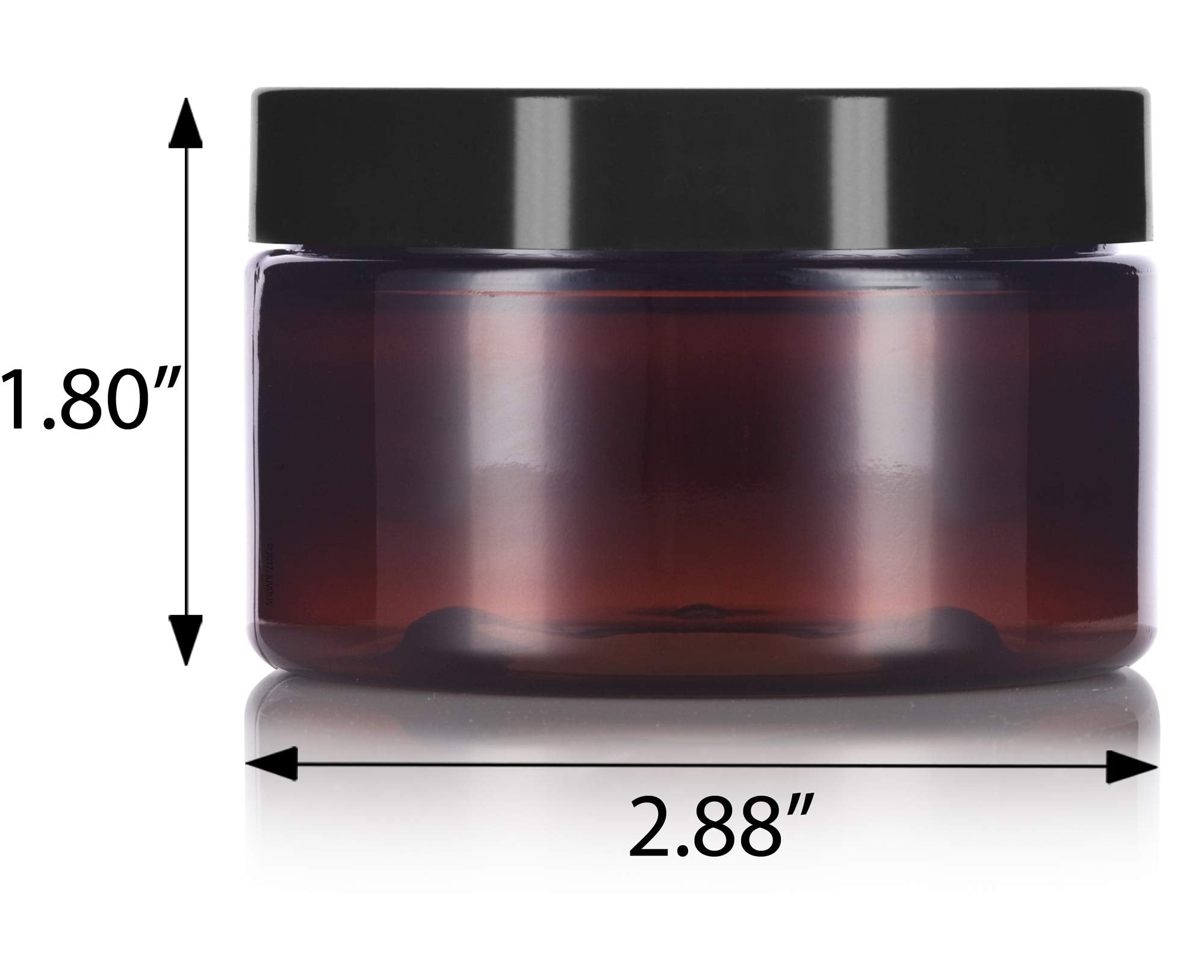 4 Oz Amber Pet Plastic Jar Low Profile With Black Smooth Lid (12 Pack)