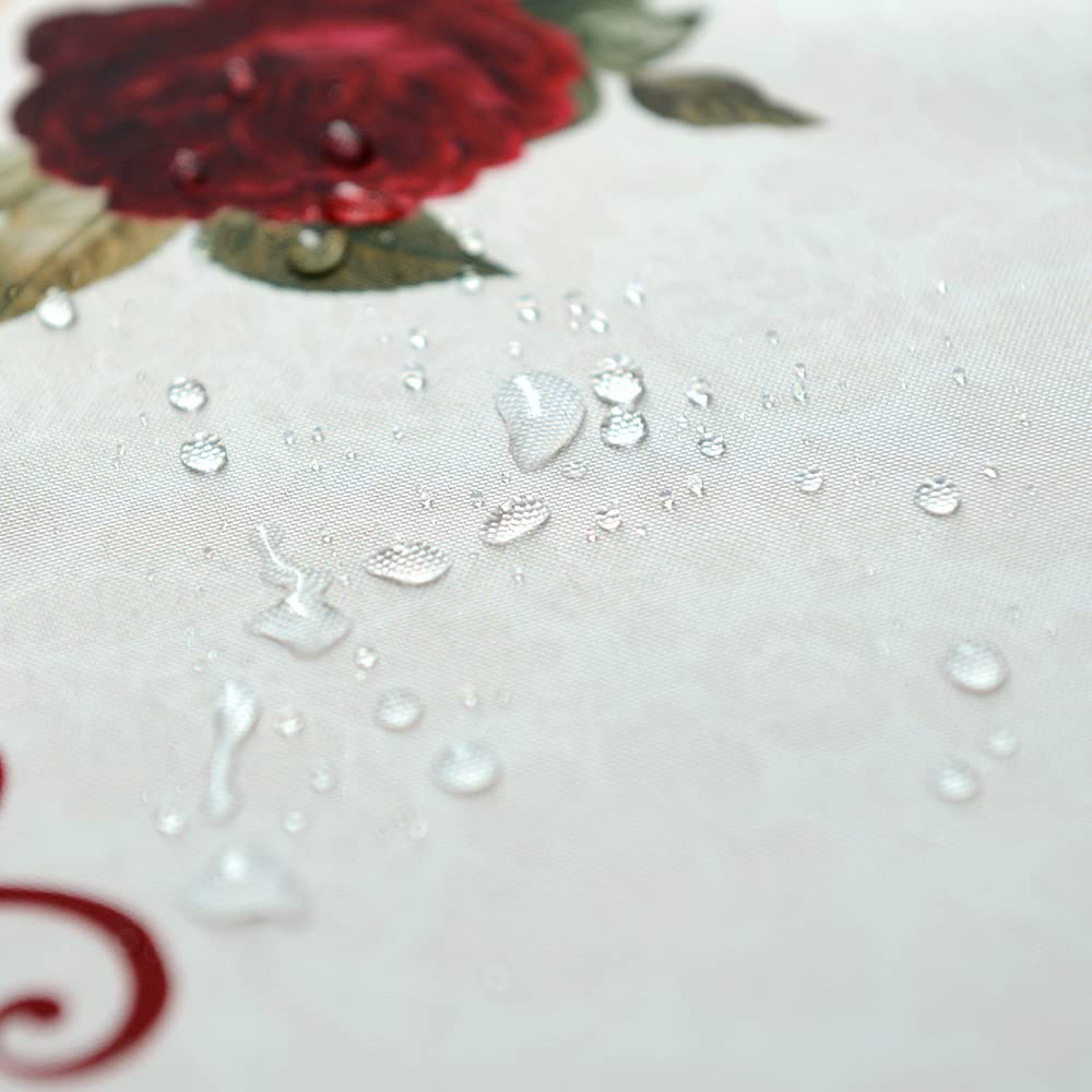 SUTAVIA Floral Lace Tablecloth Farmhouse Waterproof Fabric Table Cover Satin Resistant for Home Kitchen Dining Room Winter Holiday Christmas Party(Burgundy  Rectangle/Oblong 60 x 84 Inch 6-8 Seats)