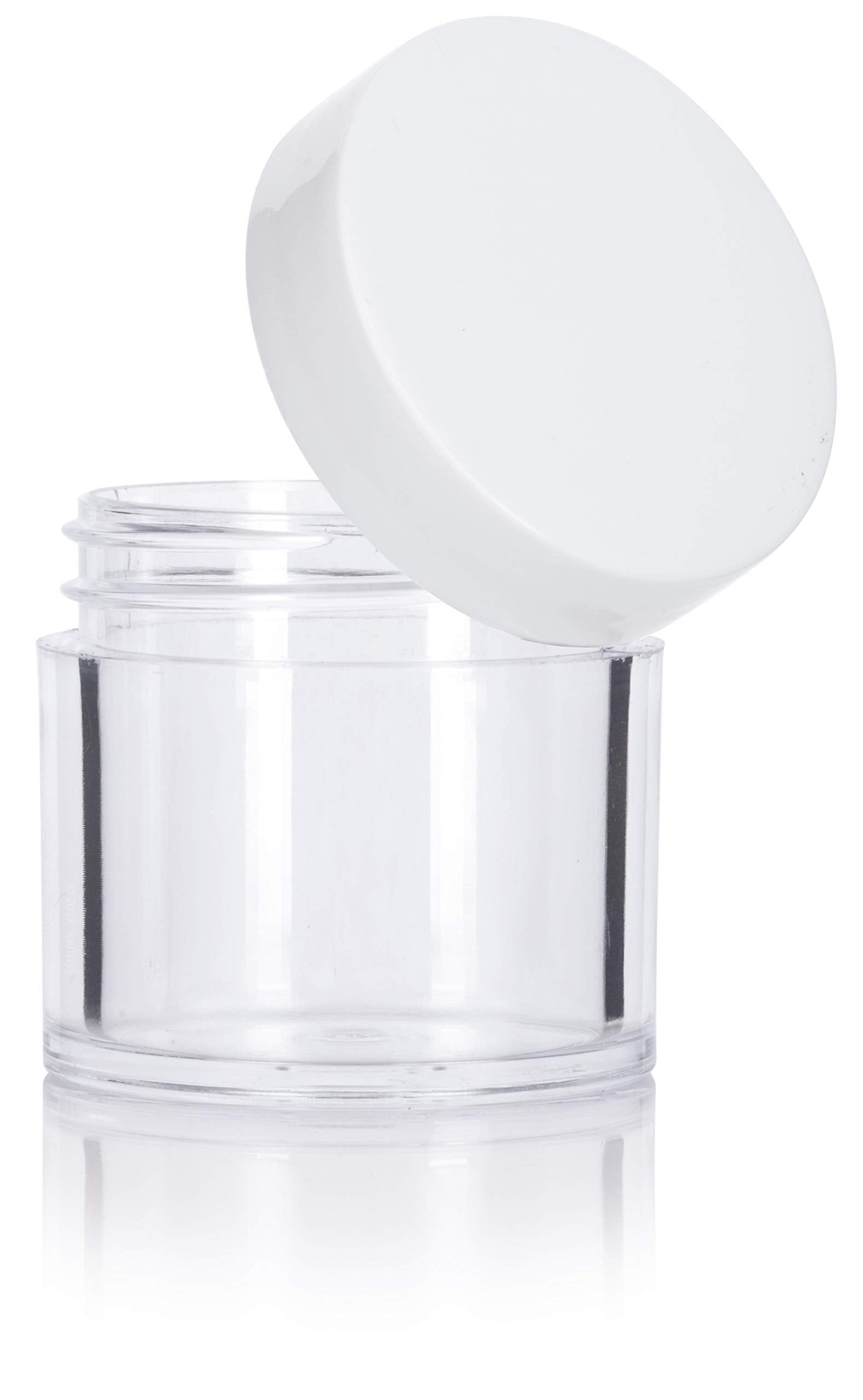 1 Oz Clear Acrylic Thick Wall Jar With White Foam Lined Lid (24 Pack)