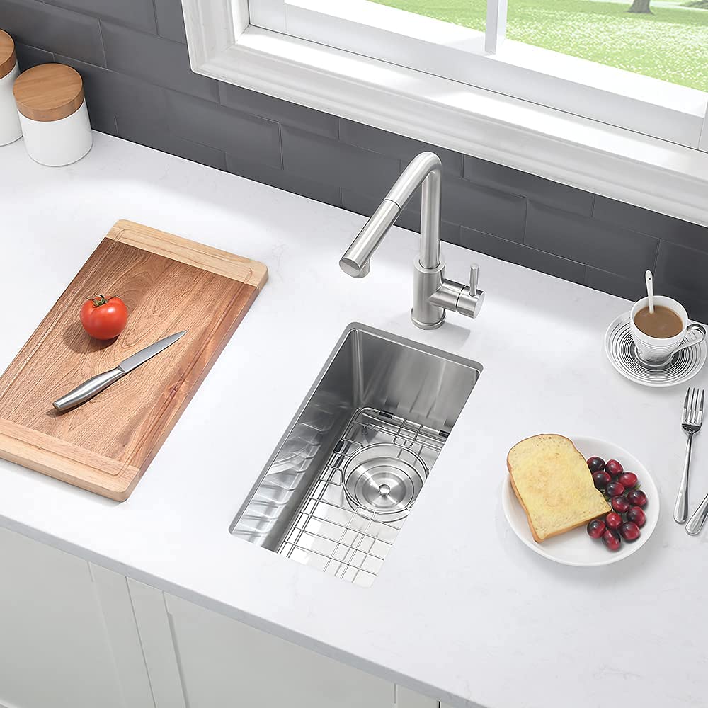 10 Inch Bar Sink Undermount - Vasoyo 10''X18'' Undermount Wet Bar Prep Kitchen Sink 16 Gauge Stainless Steel Single Bowl Bar And