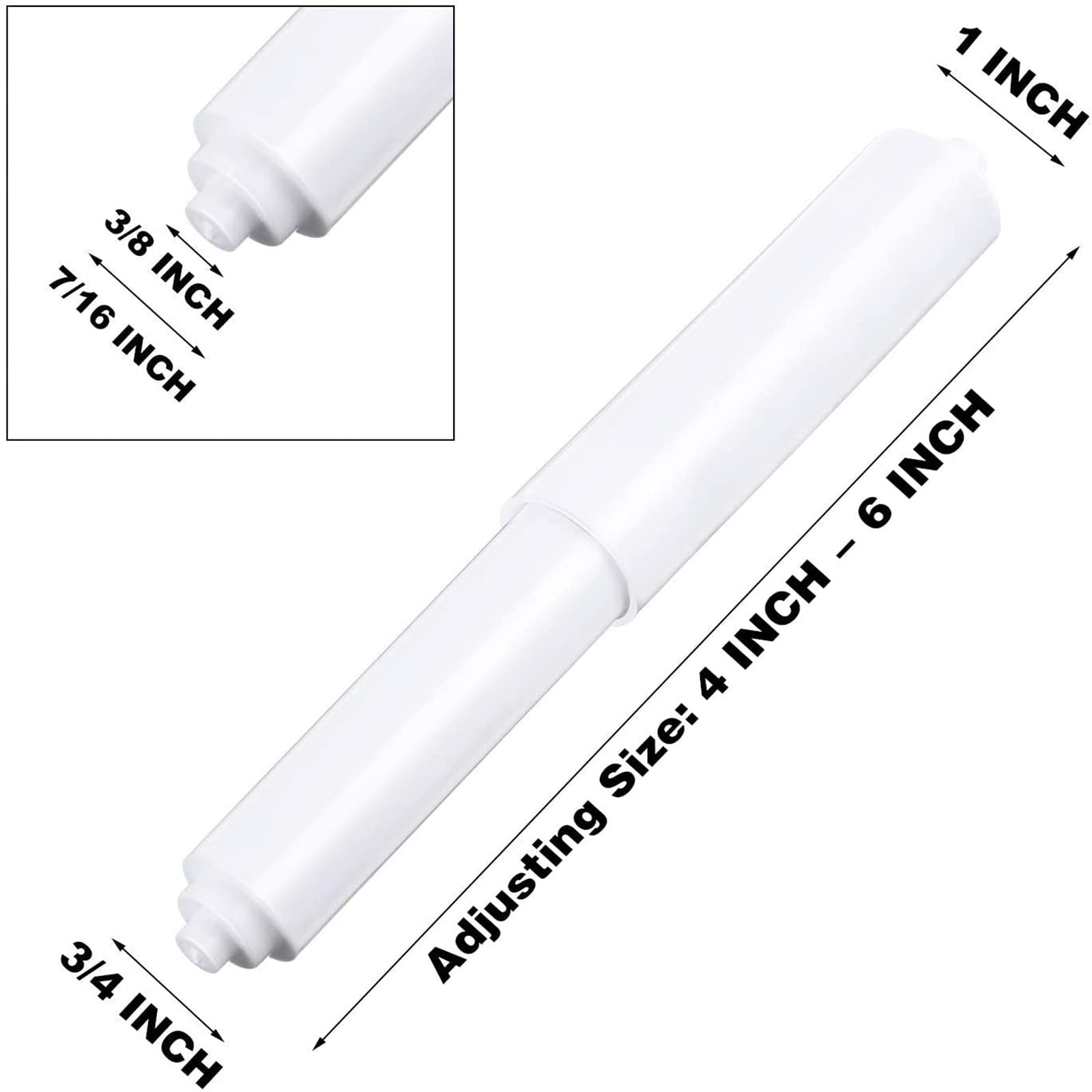 2 Pieces Toilet Paper Holder Roller Spindle Replacement Rod Plastic Spring Loaded (White)