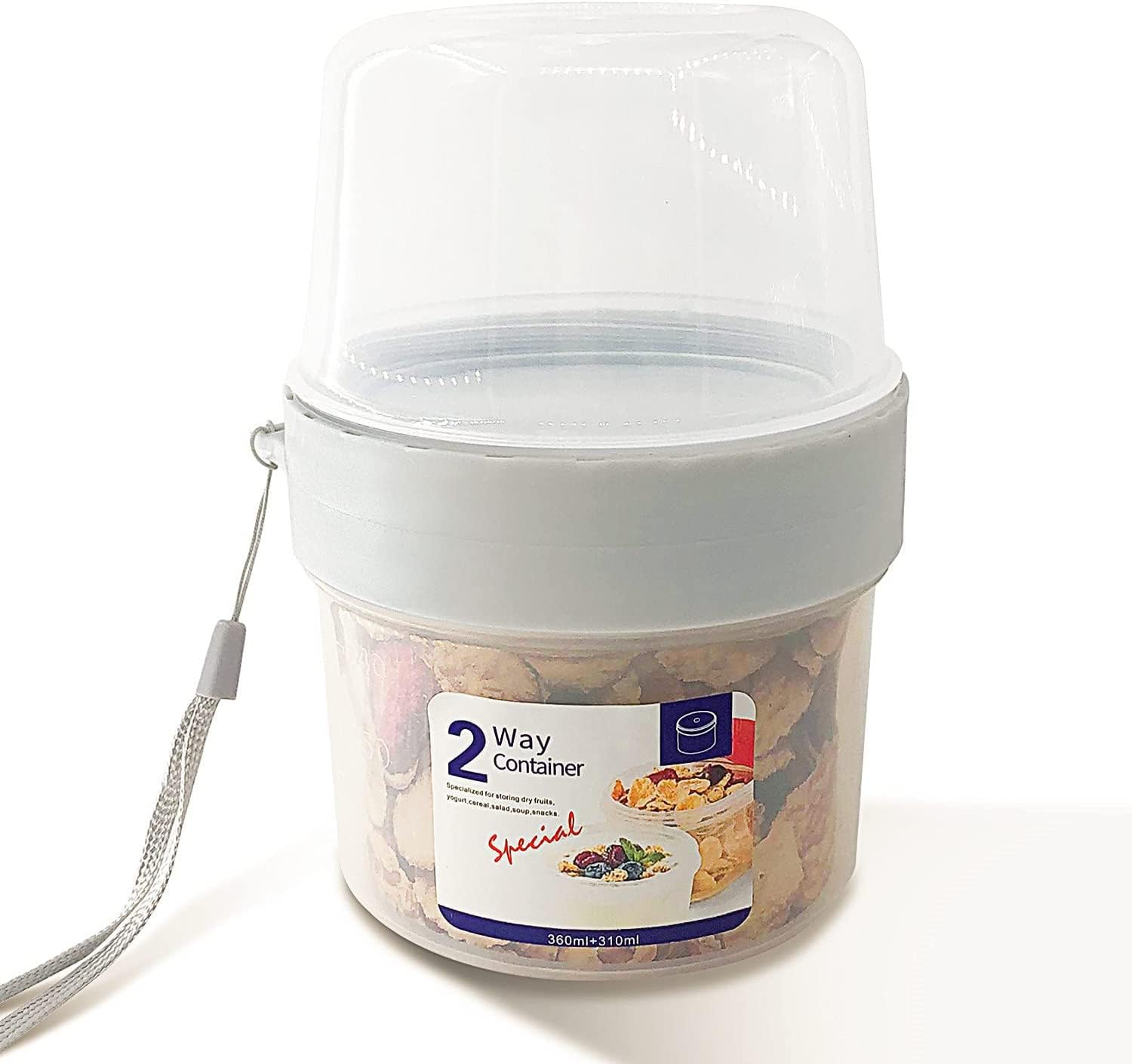 Eletree Breakfast On The Go Jar | Portable Cereal & Milk Container | Double Layer Design | 360Ml Storage For Oats Yogurt Fruit S