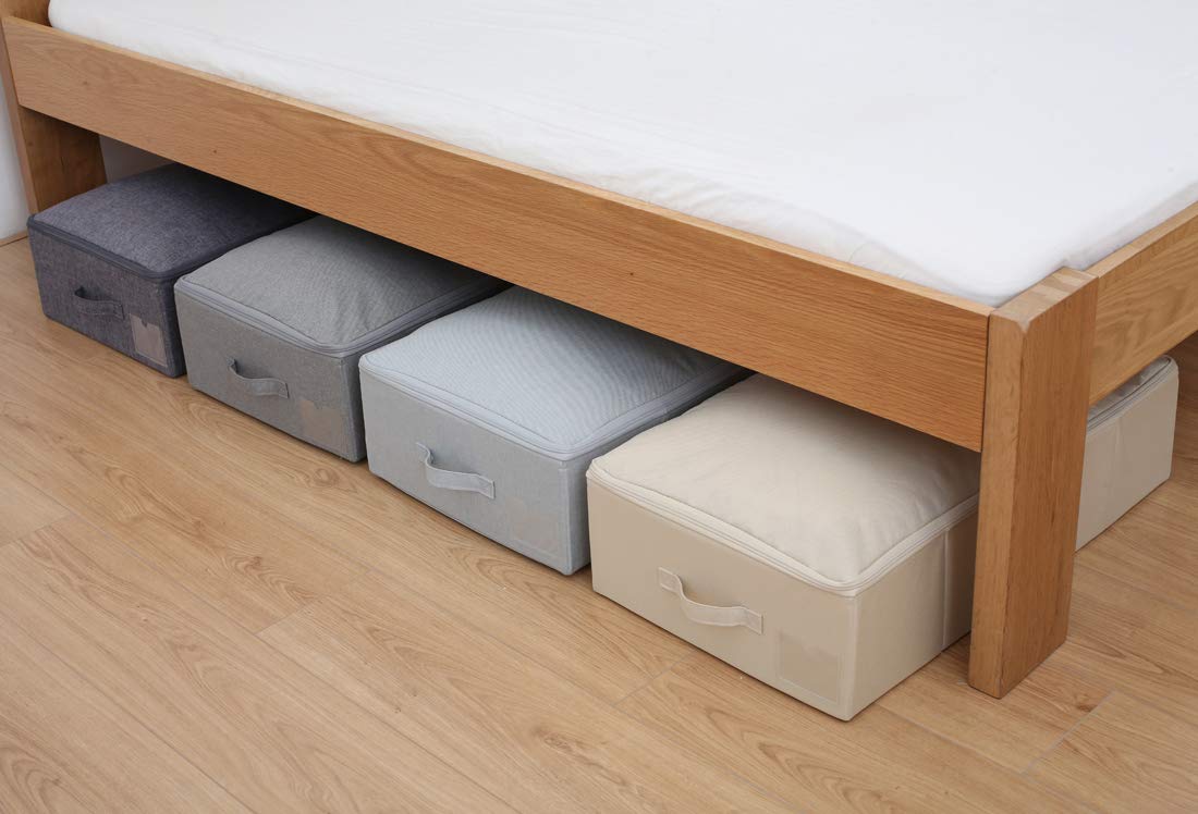 iwill CREATE PRO Underbed Storage Boxes for Bedding/Garment/Duvets/Blankets/Shoes, Folding Fabric Rigid Under bed Storage Bins w