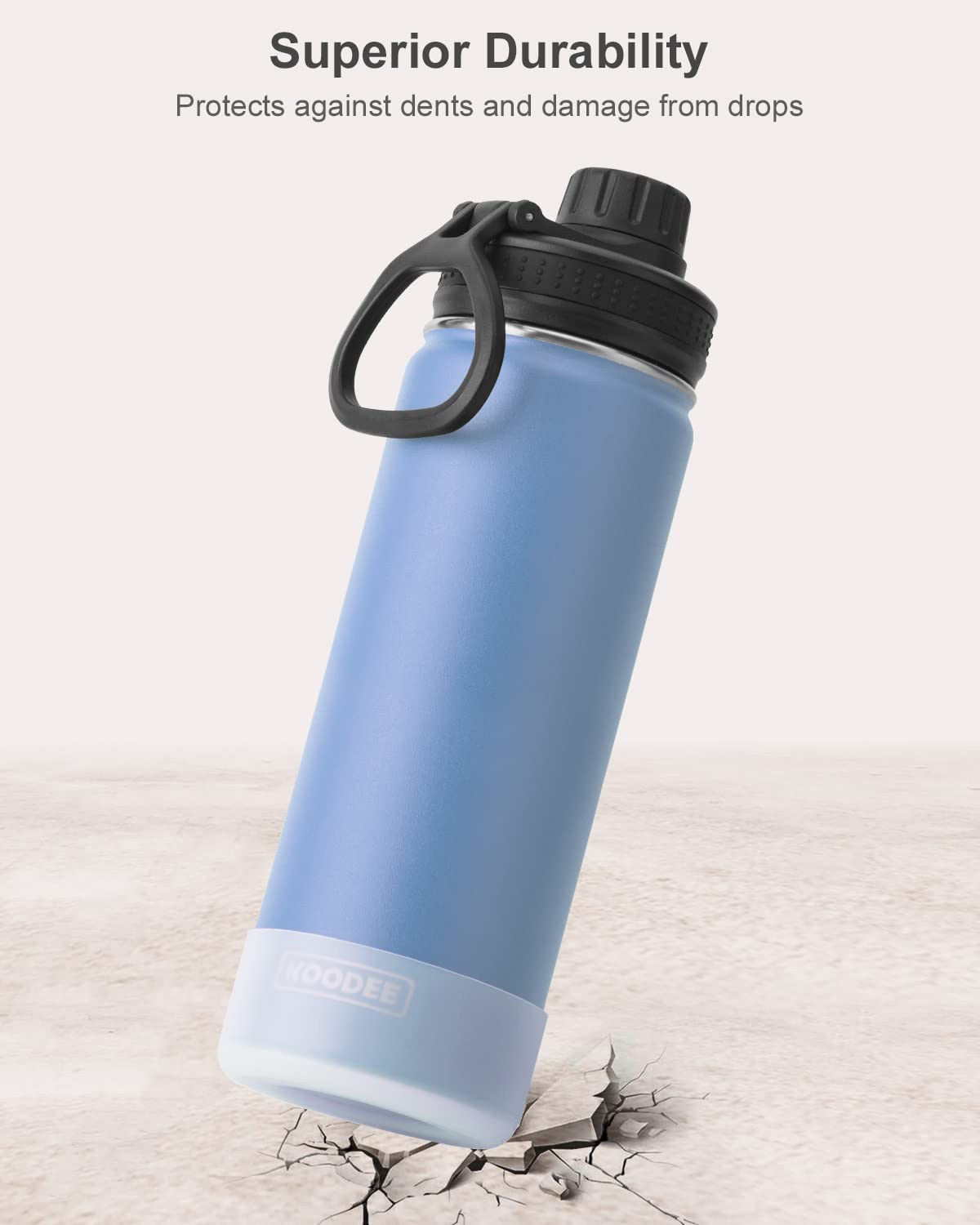 Koodee Insulated Water Bottle, 22 Oz Stainless Steel Double Wall Vacuum Wide Mouth Sport Bottle With Leakproof Spout Lid (Royal