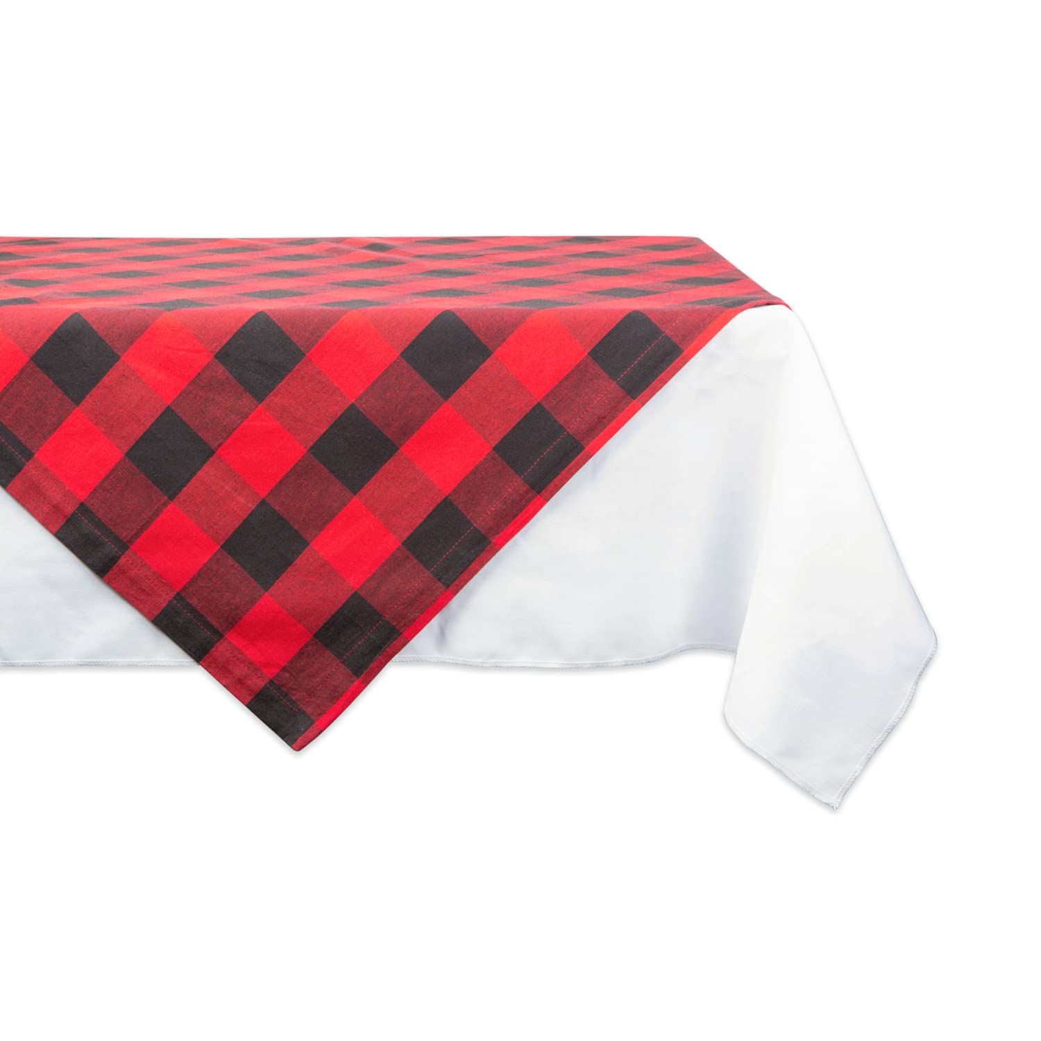 Dii Buffalo Check Collection, Classic Farmhouse Tablecloth, Table Topper, 40X40, Red & Black