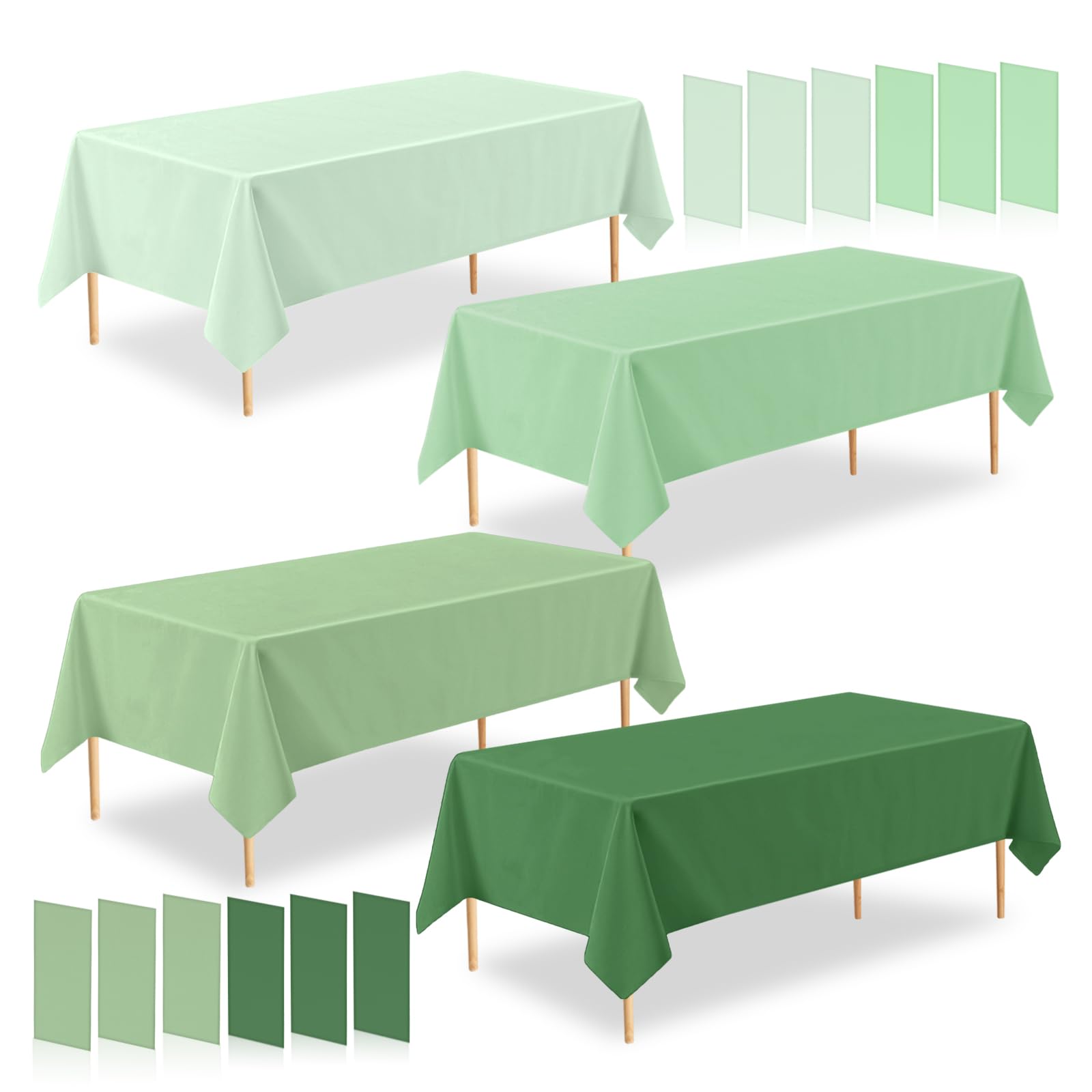 ZHIAXTON 12 Pack Sage Green Plastic Tablecloth,54 X 108 Inch Disposable Table Cloth Rectangle Table,4 Green Series Tablecloths f
