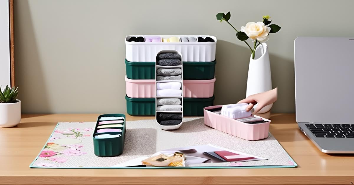 Krishnpriya Plastic Drawers Organisers Closet Storage Dividers For Underwear, Socks, Bras, Ties, Undergarments, Scarves Socks Tr