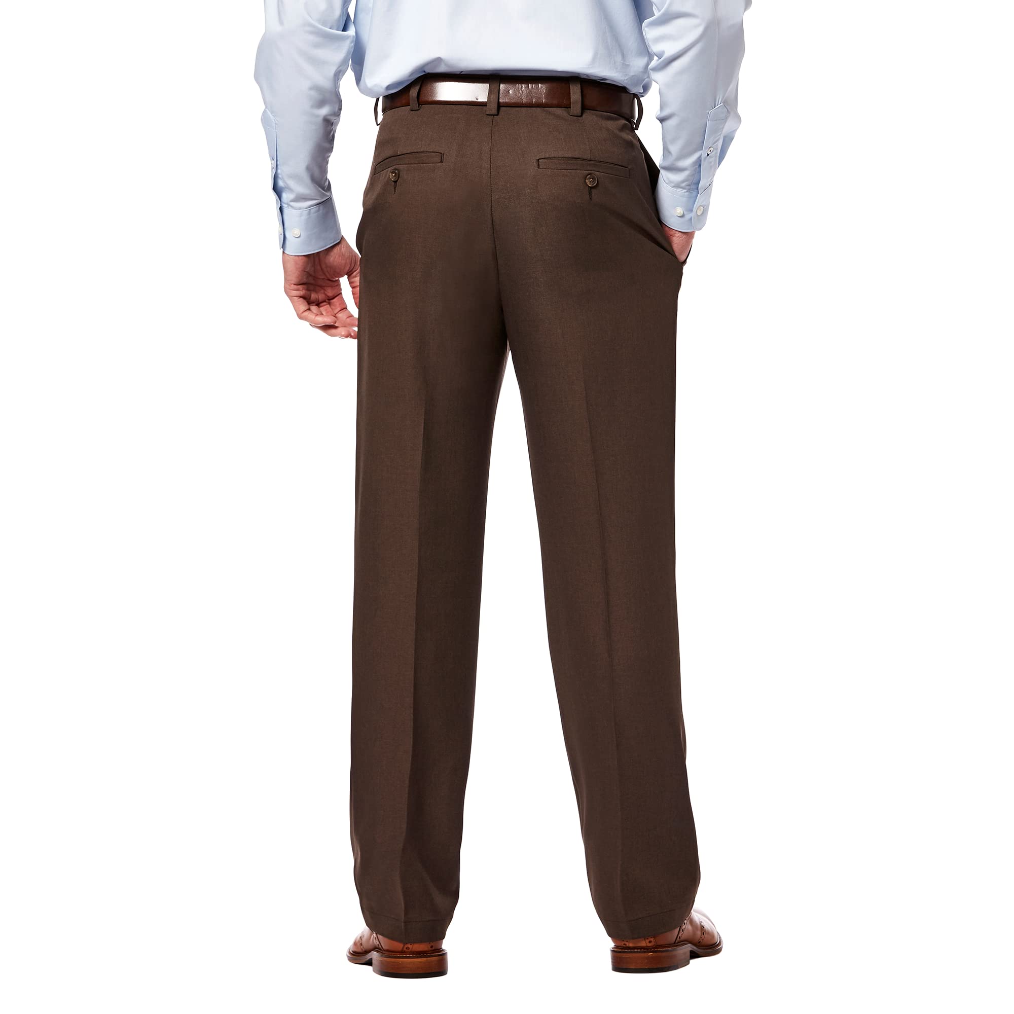 Haggar Mens Cool 18 Pro Classic Fit Flat Front Pant - Regular And Big  Tall Sizes, Brown Heather, 34W X 29L