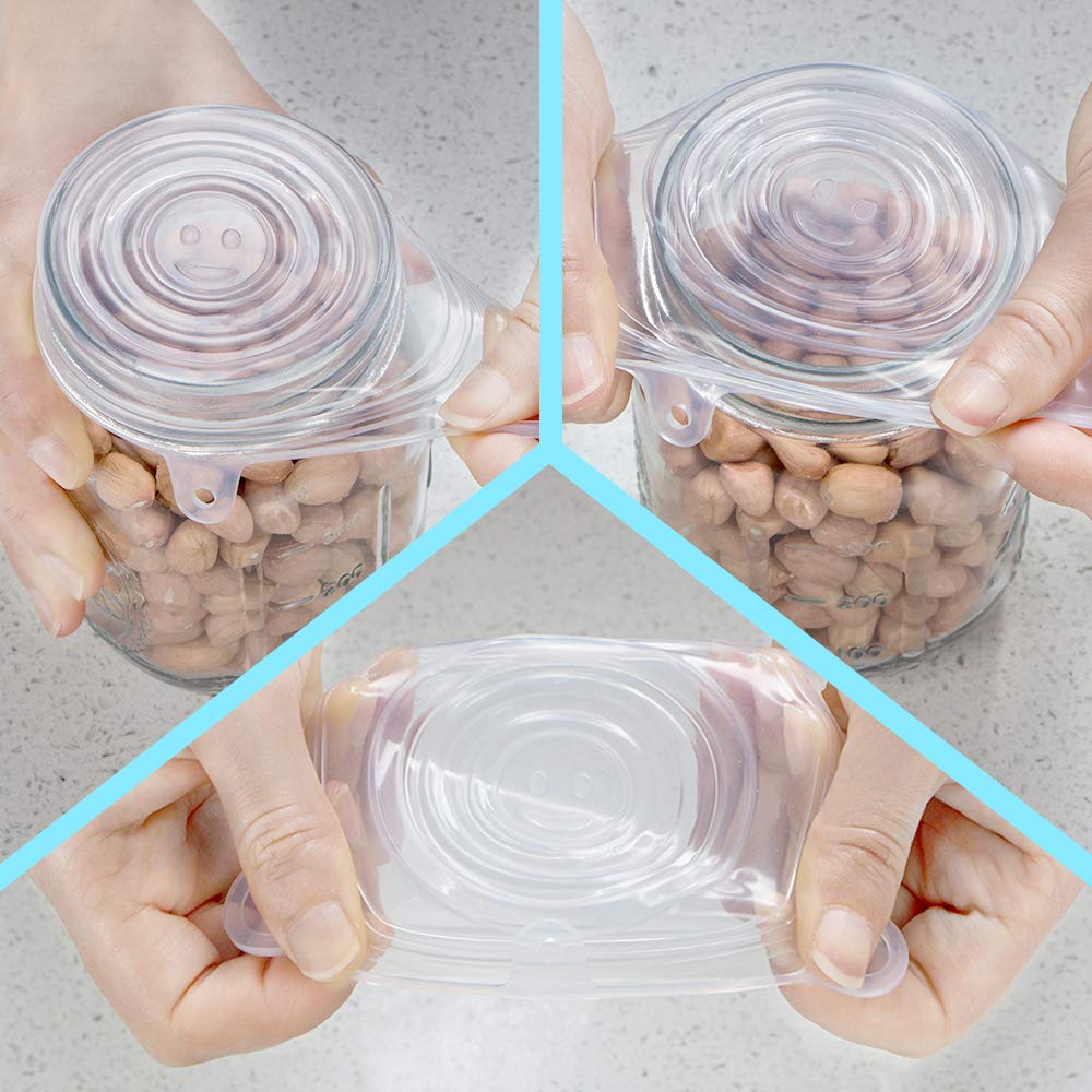 Webake Silicone Stretch Lids 10 Pack For Regular And Wide Mouth Mason Jar, Reusable Silicone Stretch Lids(Stretched To 3.5 Inch)