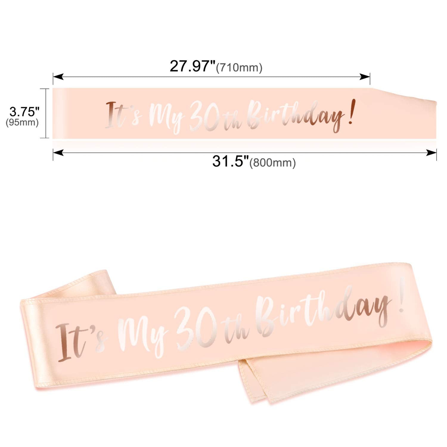 Howaf Rose Gold 30Th Birthday Sash, Its My 30Th Birthday Satin Sash For 30Th Birthday Decorations Women 30 Birthday Gift Party A