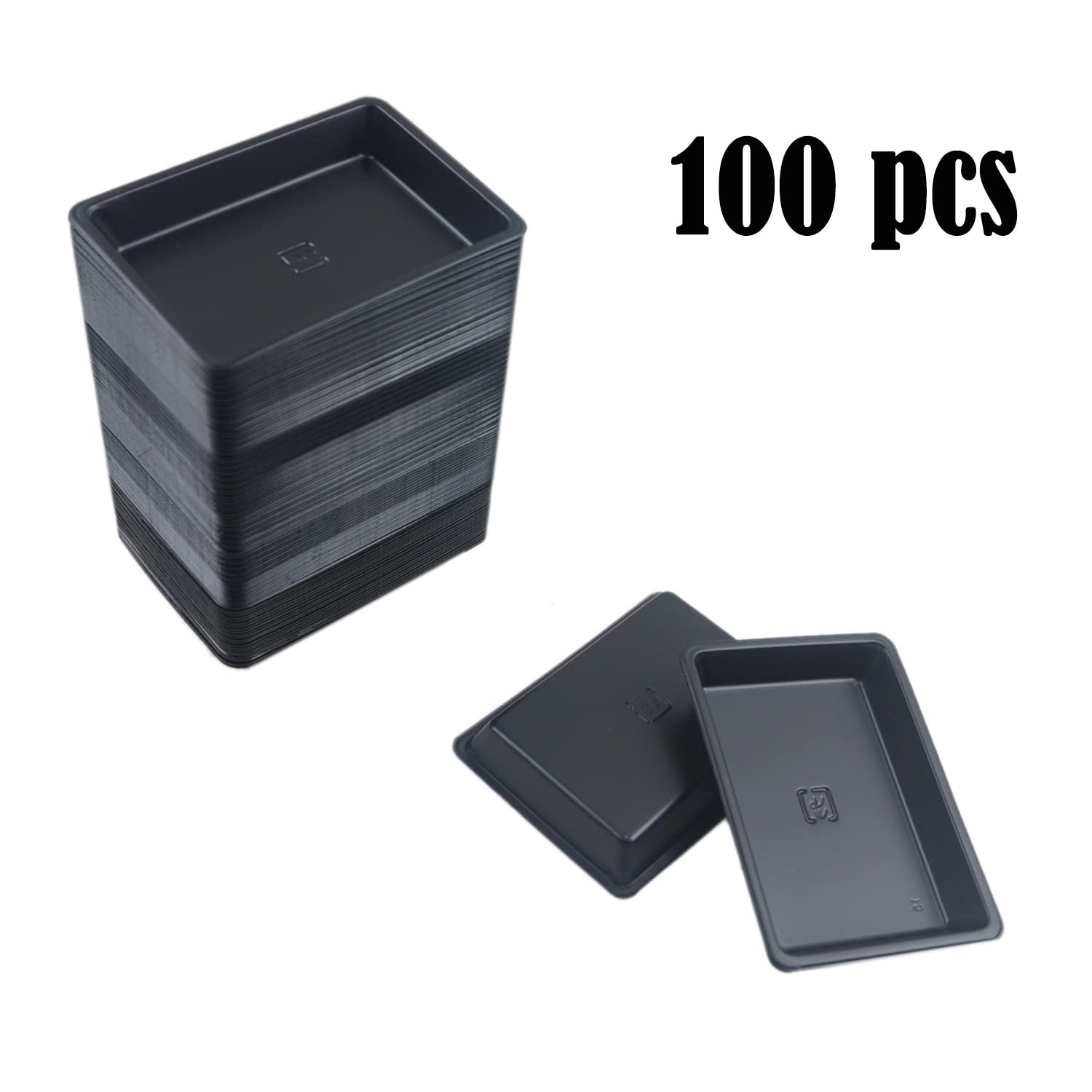 100 Pcs Mini 2.95''X2.16'' Dipping Sauce Dishes, Plastic Disposable Rectangular Black Soy Sauce Plate Set, Condiment Serving Tra