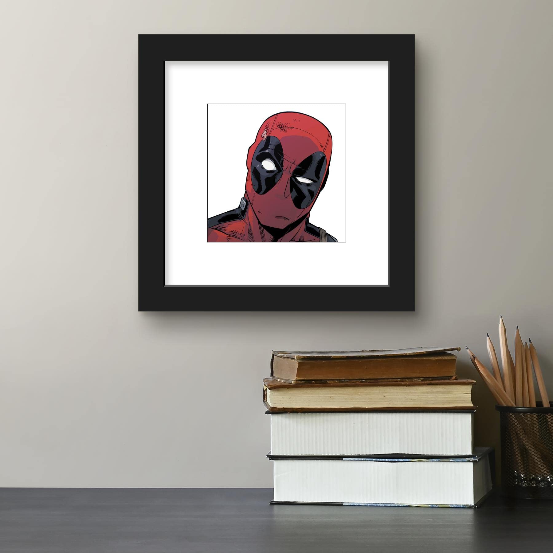 Trends International Gallery Pops Marvel Comics - Deadpool - Wink Portrait Wall Art, Black Framed Version, 12'' X 12''