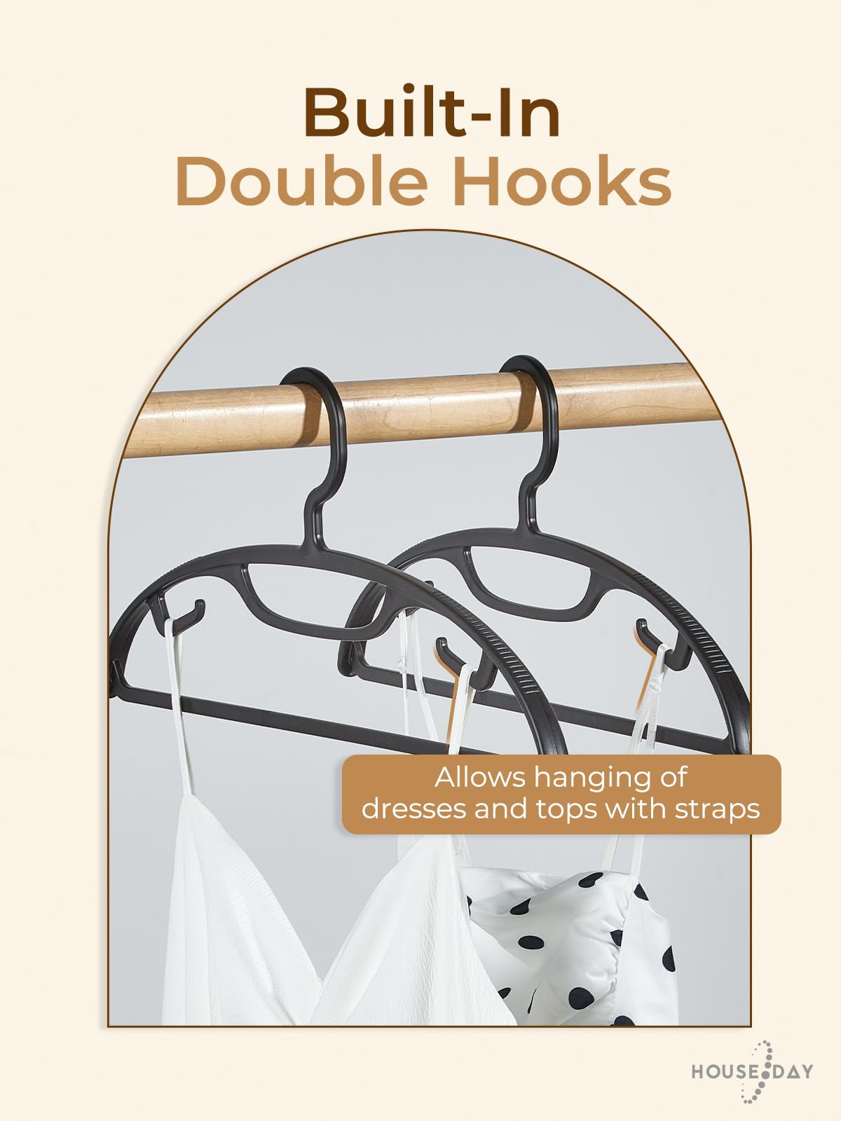 House Day Black Plastic Clothes Hangers, Heavy Duty Coat Hangers 12 Pack, Premium Thick Wide Shoulder Suit Hanger With Non-Slip