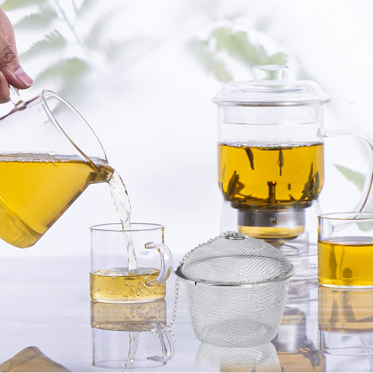 NAWTOR Extra Large Stainless Steel Tea Ball Infuser, 11cm/4.3 inch, Silver Mesh Strainer for Tea and Spices