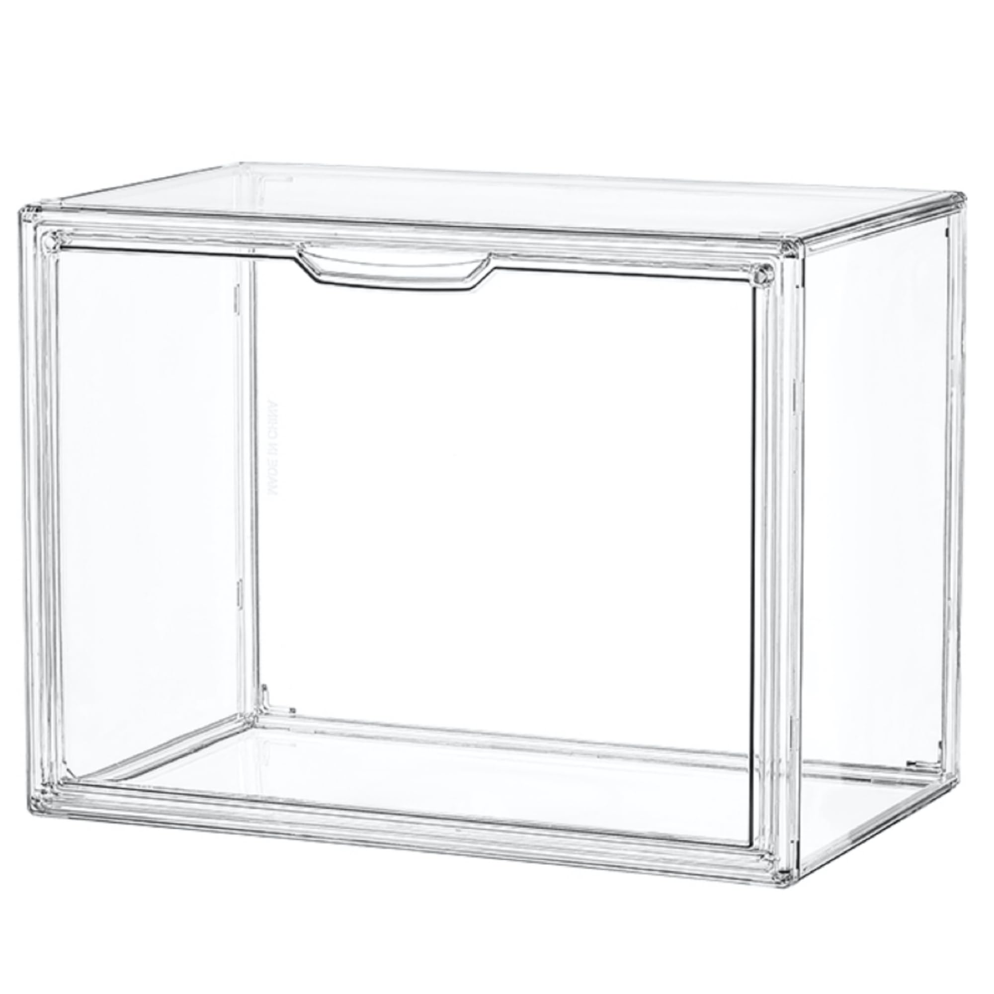 Lxlxxl Clear Acrylic Display Case, Stackable Plastic Storage Bins With Magnetic Attraction Lid, Showcase For Cosmetic, Large Fig