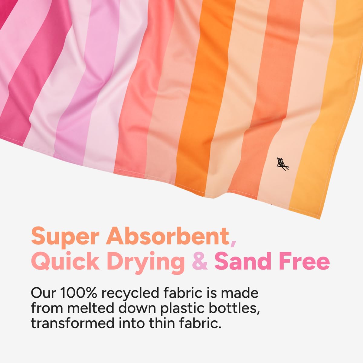 Dock & Bay Quick Drying Towel - For Sports & Gym - Compact, Lightweight - 100% Recycled - Includes Bag - Summer - Miami Sorbet,