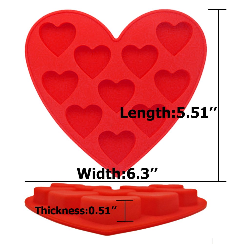 3 Pcs Silicone Chocolate Molds, Cnymany Valentine'S Day Heart Shape Non-Stick Kitchen Baking Pans Ice Cube Trays For Making Cake
