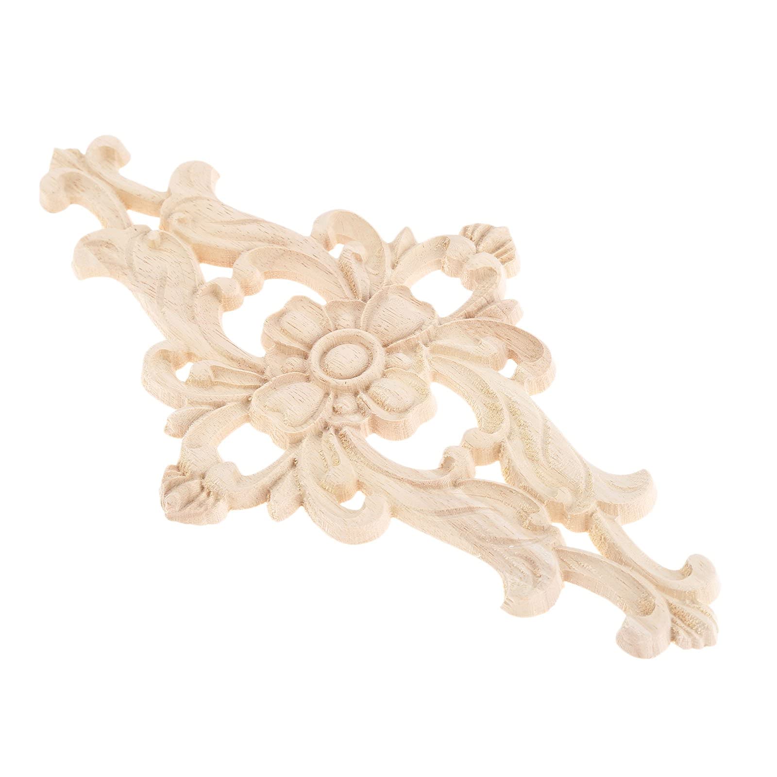 MUXSAM 1-Pack Wood-Carved Furniture Applique Onlay 27x14cm/10.63''x5.51''  Center Flower Decal for Cupboard Dresser Cabinet Chest Bed Door Wall Wardrobe Ceiling
