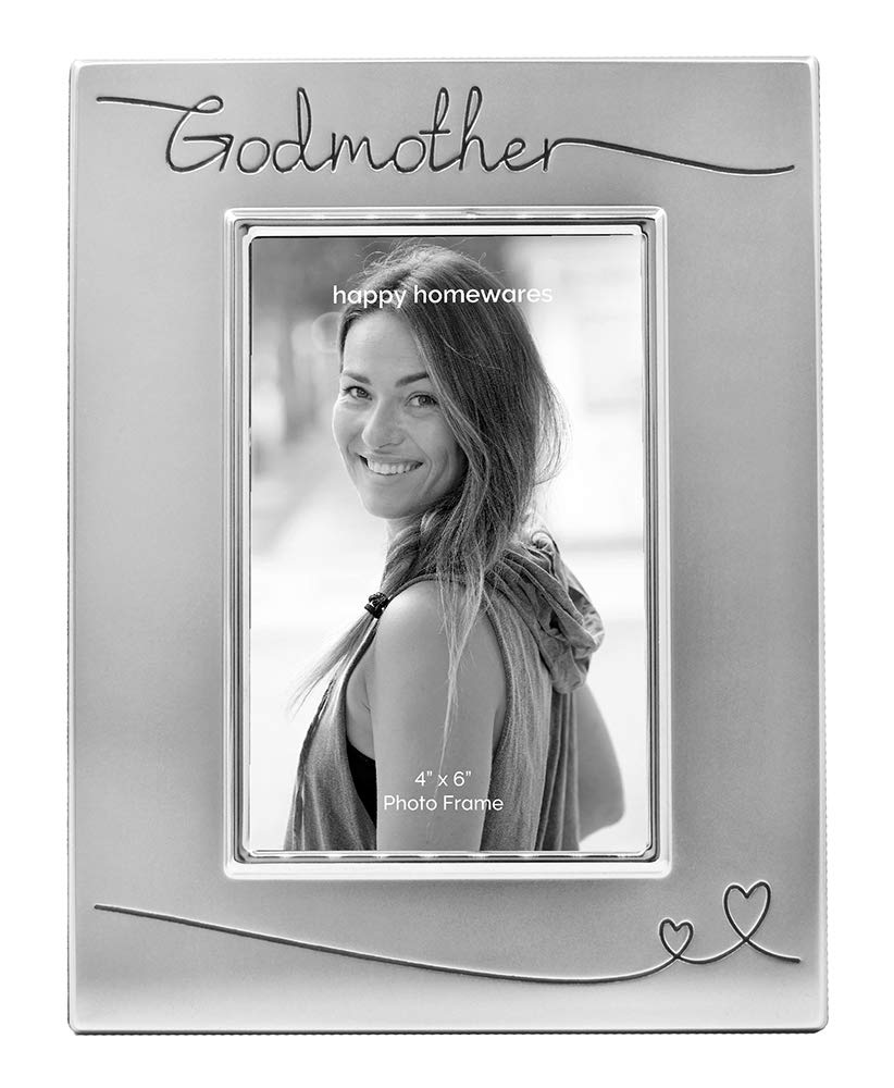 Haysom Interiors Beautiful Two Tone Silver Plated Godmother 4 x 6 Picture Frame with Black Velvet | Unique and Thoughtful Gift I