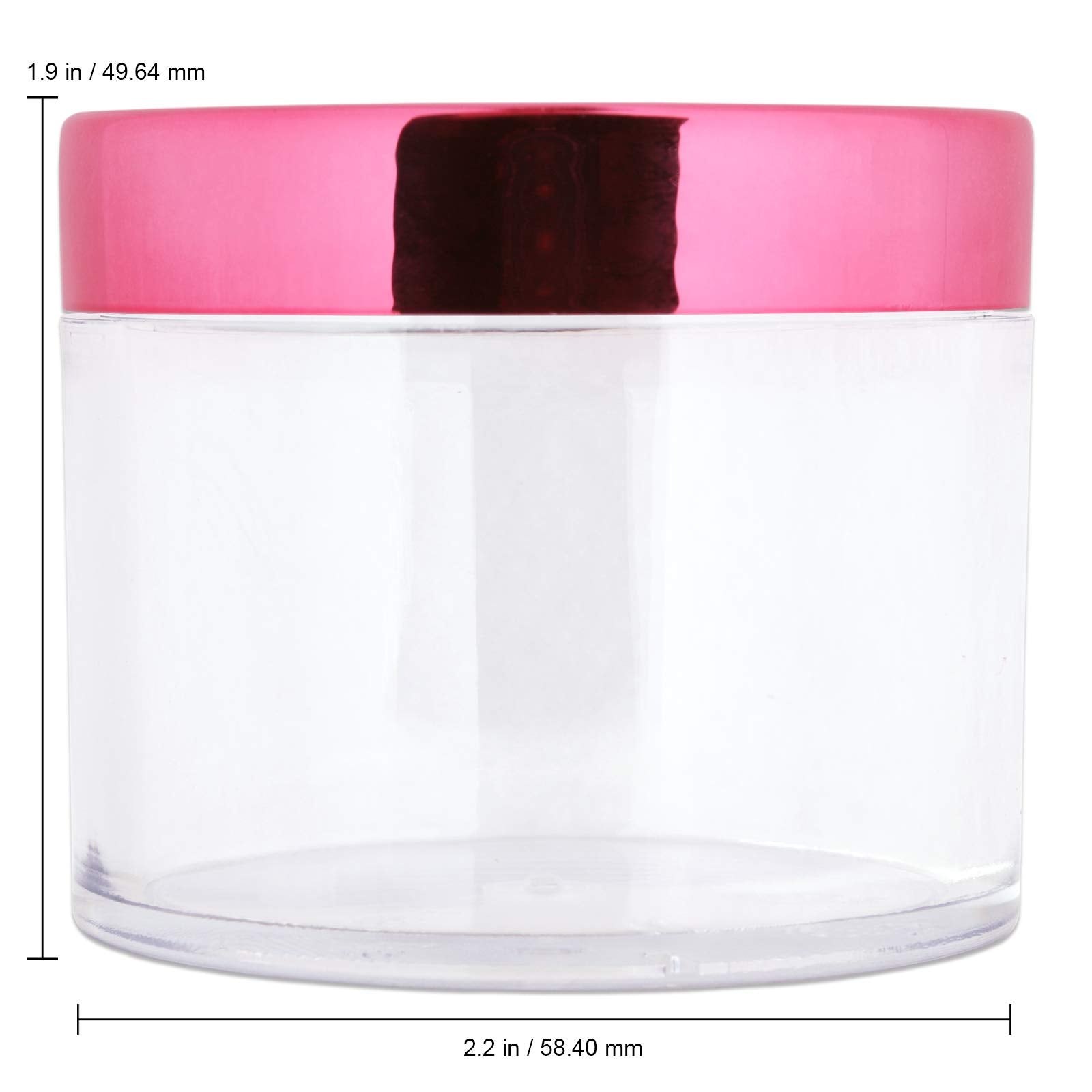 Beauticom 2 Oz./ 60 Grams/ 60 Ml Thick Wall Round Clear Plastic Leak-Proof Jars Container With Rose Gold Lids For Cosmetic, Lip
