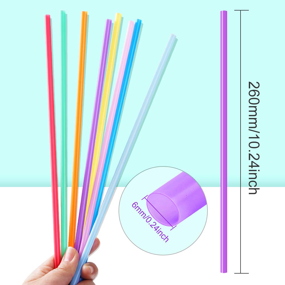 300 Pcs Colorful Plastic Long Disposable Drinking Straws. (0.23''Diameter And 10.2''Long)