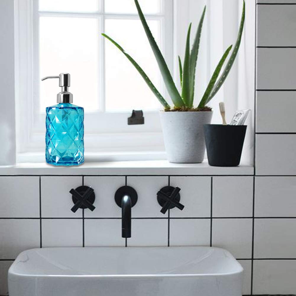 Jasai Diamond Design Soap Dispenser With 304 Rust Proof Stainless Steel Soap Pump, 12 Ounce Kitchen Soap Dispenser For Bathroom,