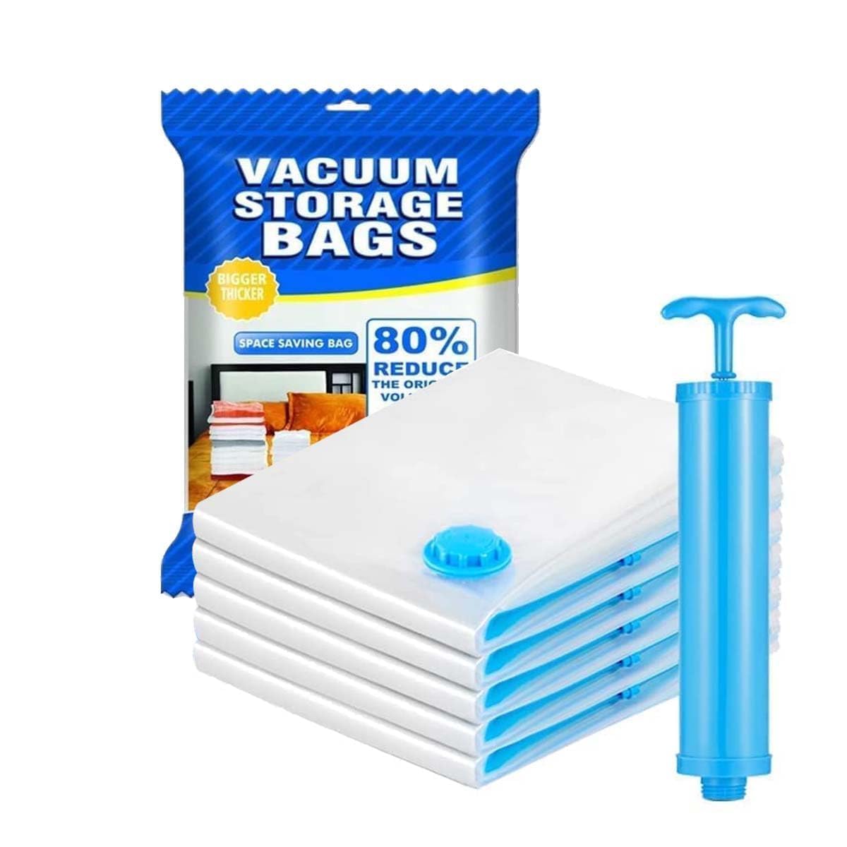 Dream Corporate World Space Saver Vacuum Bags For Travel And Cloths Storage, 5 Pcs, 2 Small, 2 Medium, 1 Large, Random Colour