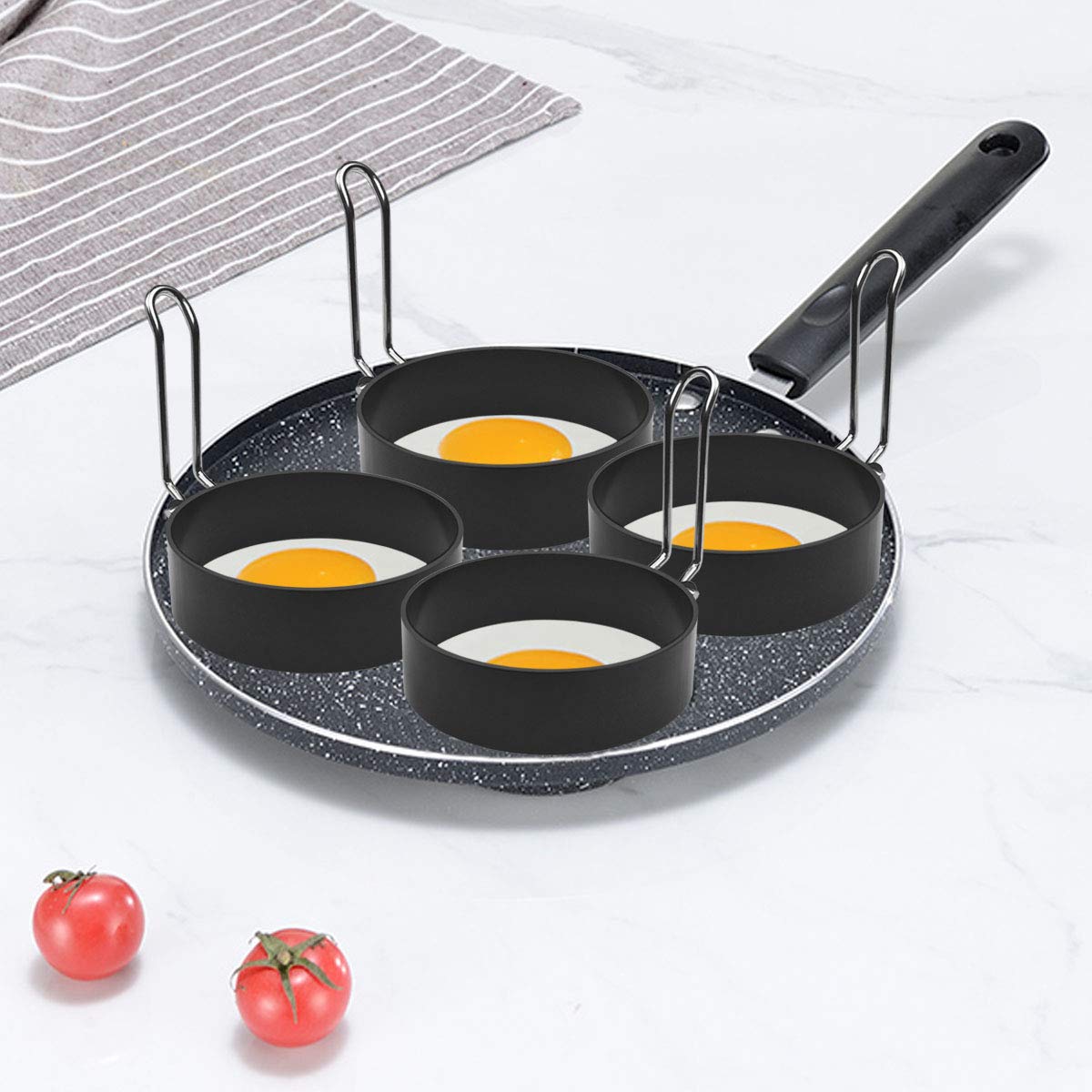 4 Pack Stainless Steel Eggs Maker Non Stick Round Egg Cooker For Cooking Cooking Rings Shaper For Frying Pancake Sandwiches Meta