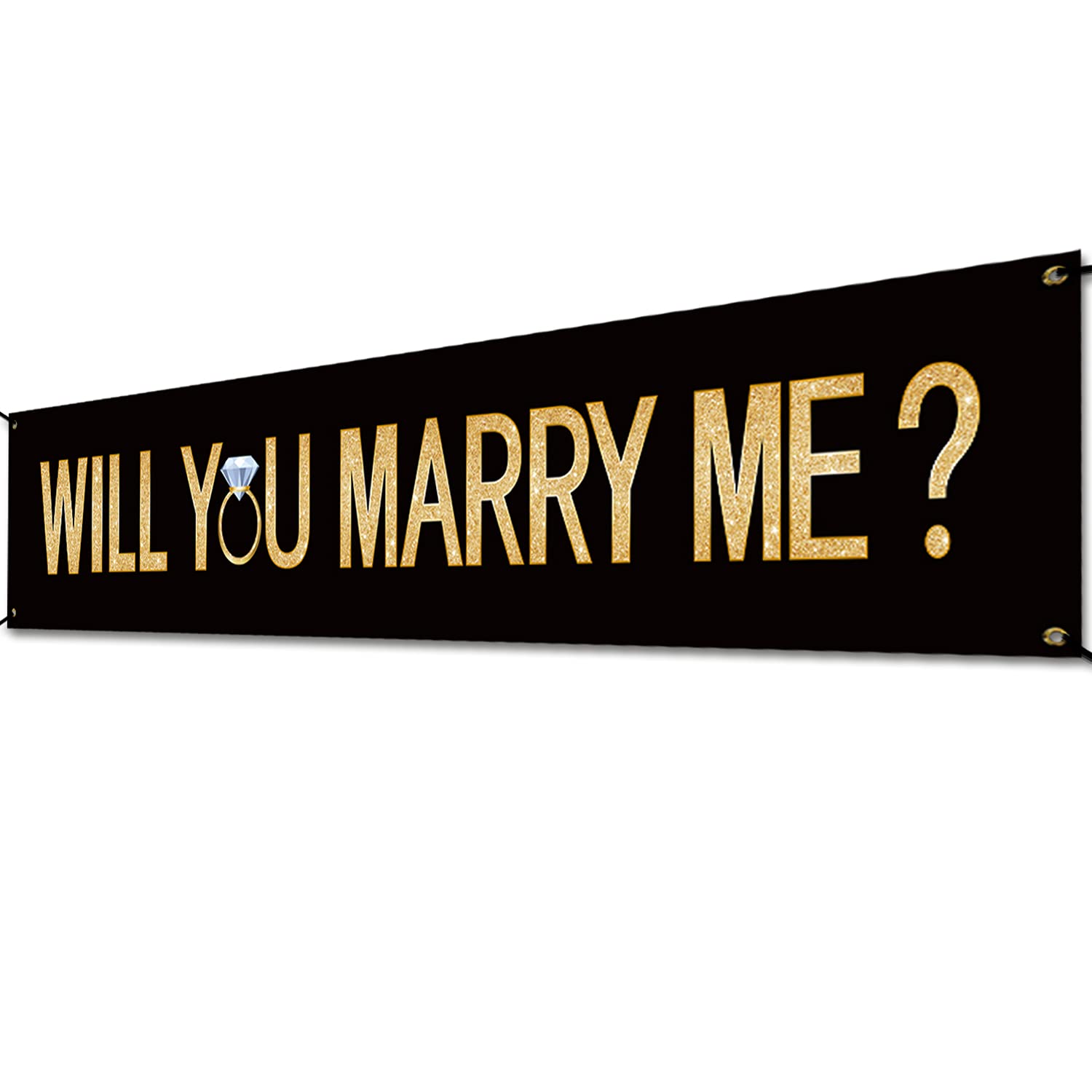 Marry Me Black Banner Will You Marry Me Large Black Banner Marriage Valentine'S Day Proposal Winter Supplies Engagement Lawn Sig
