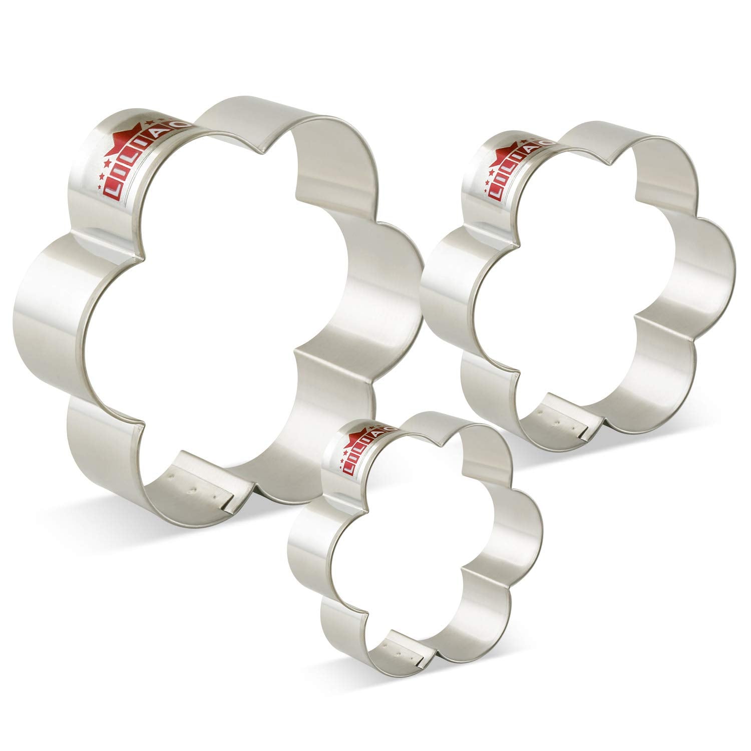 Liliao Flower Cookie Cutters - 3 Various Size - Large: 3.7 Inches, Medium: 3.3 Inches And Small: 2.6 Inches - Stainless Steel