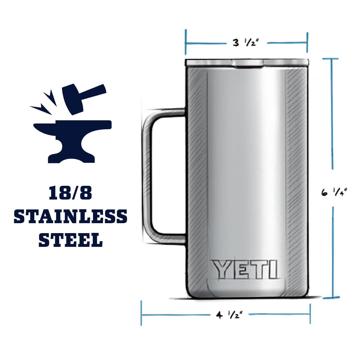 Yeti Rambler 24 Oz Mug, Vacuum Insulated, Stainless Steel With Magslider Lid, Lowcountry Peach
