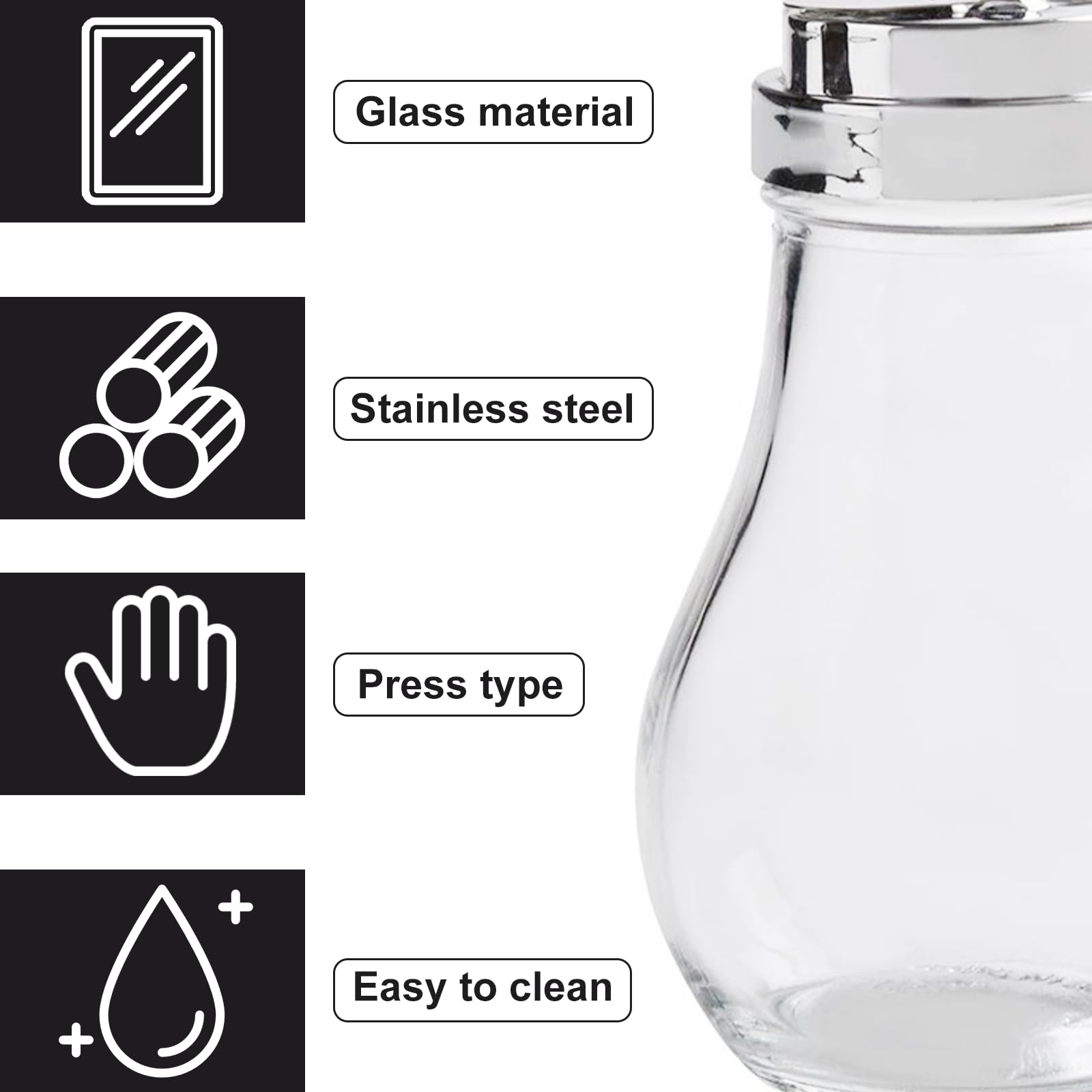 6 Oz. (Ounce) Glass Bulb Jar Syrup Dispenser, Sugar Dispenser, Retracting Spout, Dispensing Thumb-Lever, Pancake House Style (2)