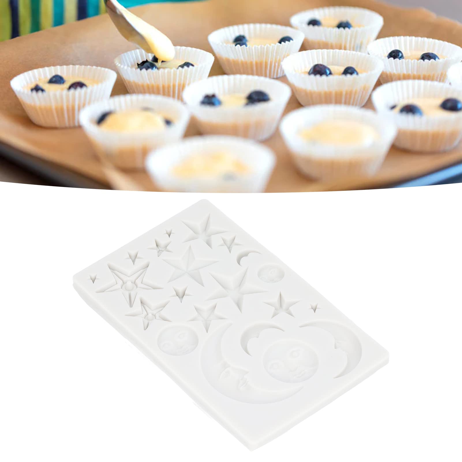 Tnfeeon Chocolate Star Moon Moon Face Nonstick Food Grade Silicone Reusable Heat Resistant Odorless Chocolate Makers Silicone Fo
