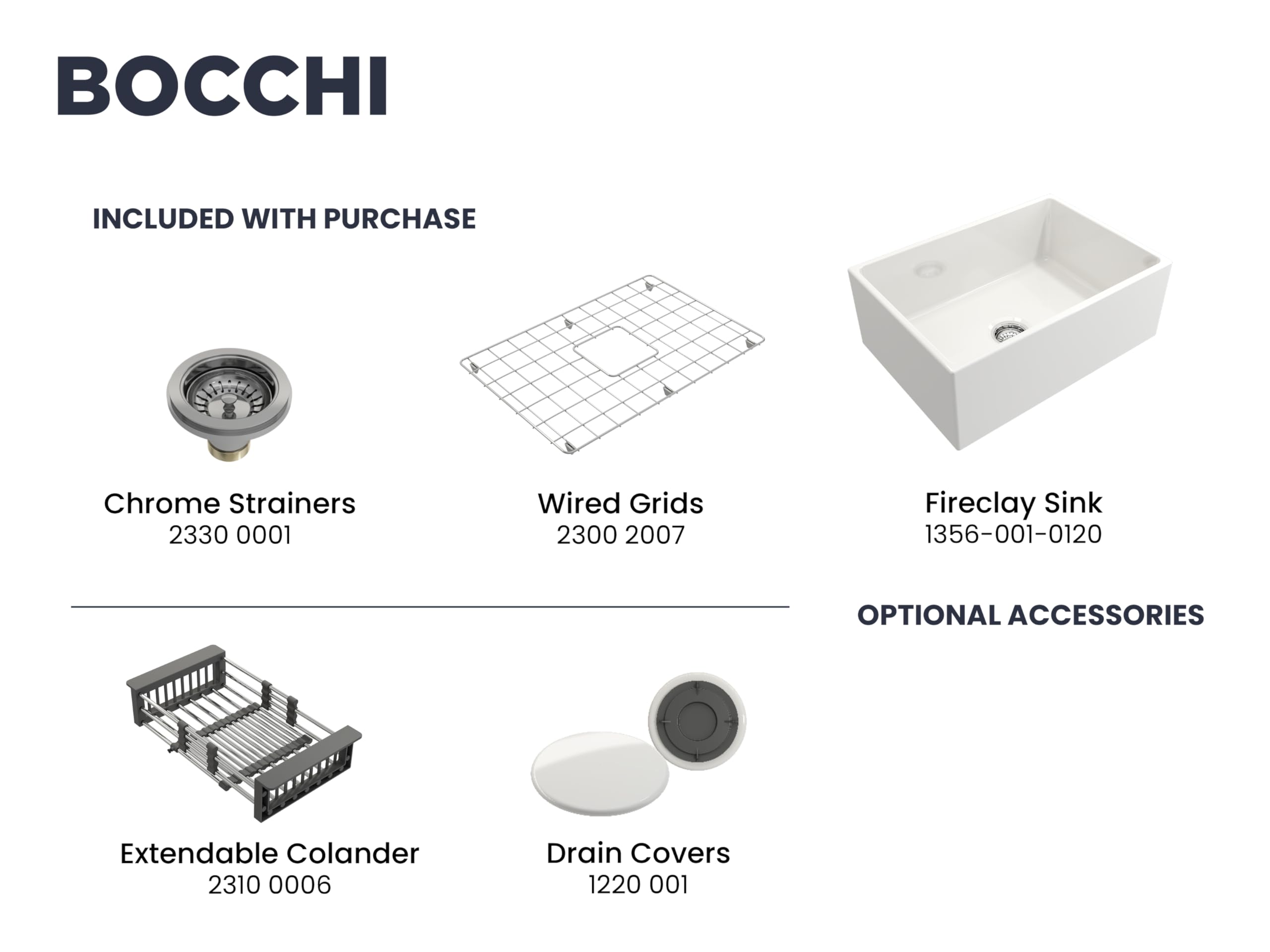 Bocchi Contempo Farmhouse Apron Front Fireclay 27 In. Single Bowl Kitchen Sink With Protective Bottom Grid And Strainer In White