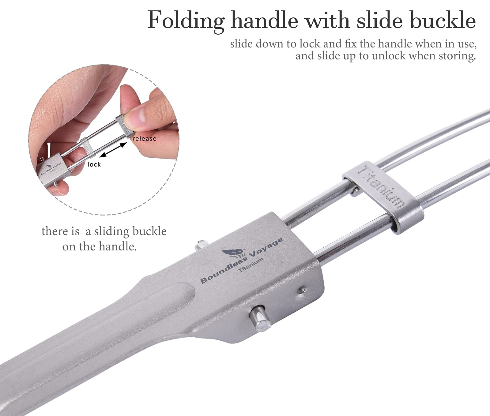 Boundless Voyage Titanium Mini Wok Spatula With Folding Handle Kitchenware 6.89Inch For Camping Hiking Picnic A-Ti1076T